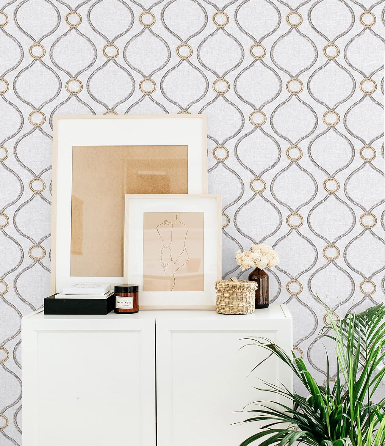 Platinum Geometric Self-Adhesive Vinyl Wallpaper, 20.5" x 216"