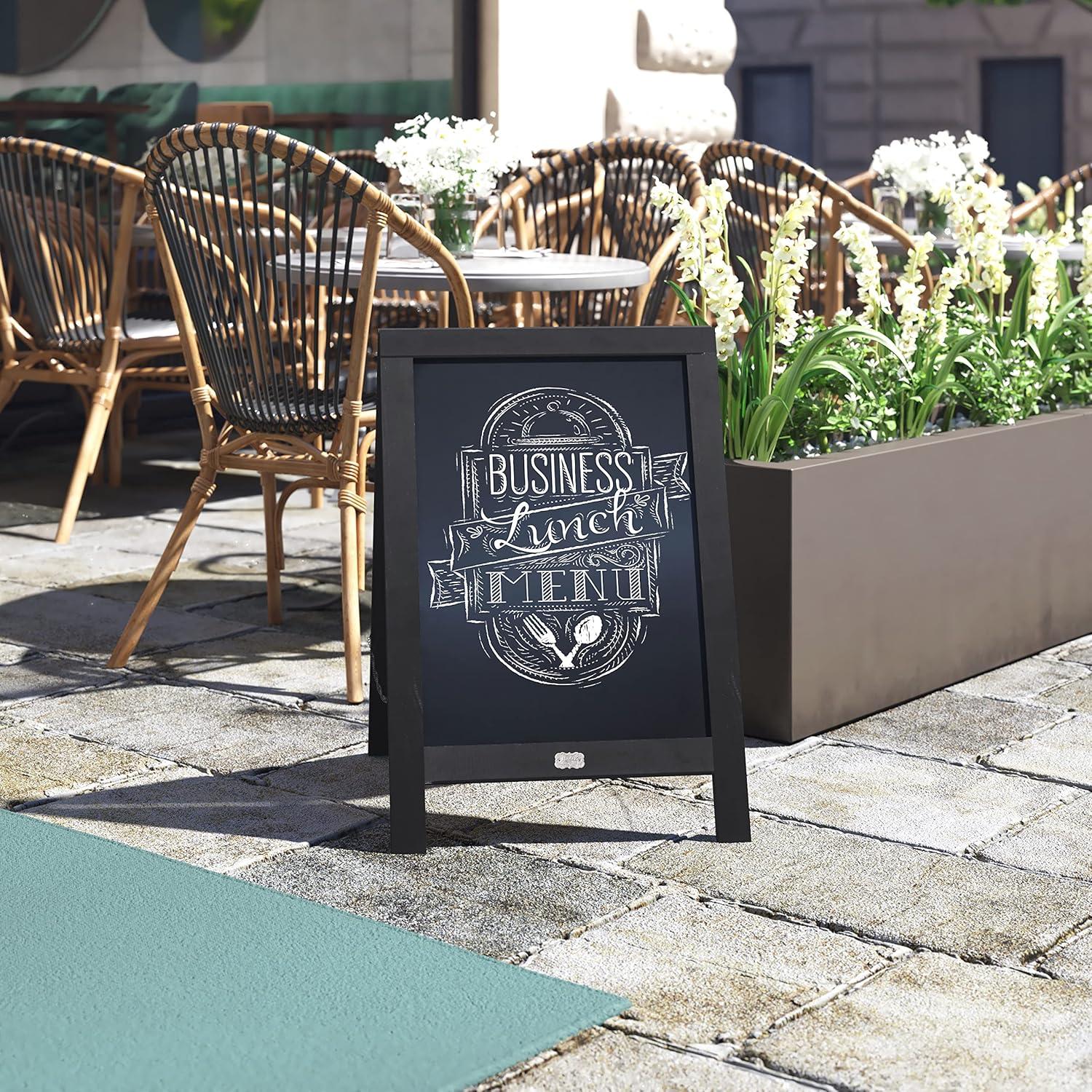 HBCY Creations Vintage Black Wooden A-Frame Chalkboard / Sidewalk Chalkboard Sign / Large 30" x 20" Sturdy Sandwich Board / A Frame Restaurant Message Board