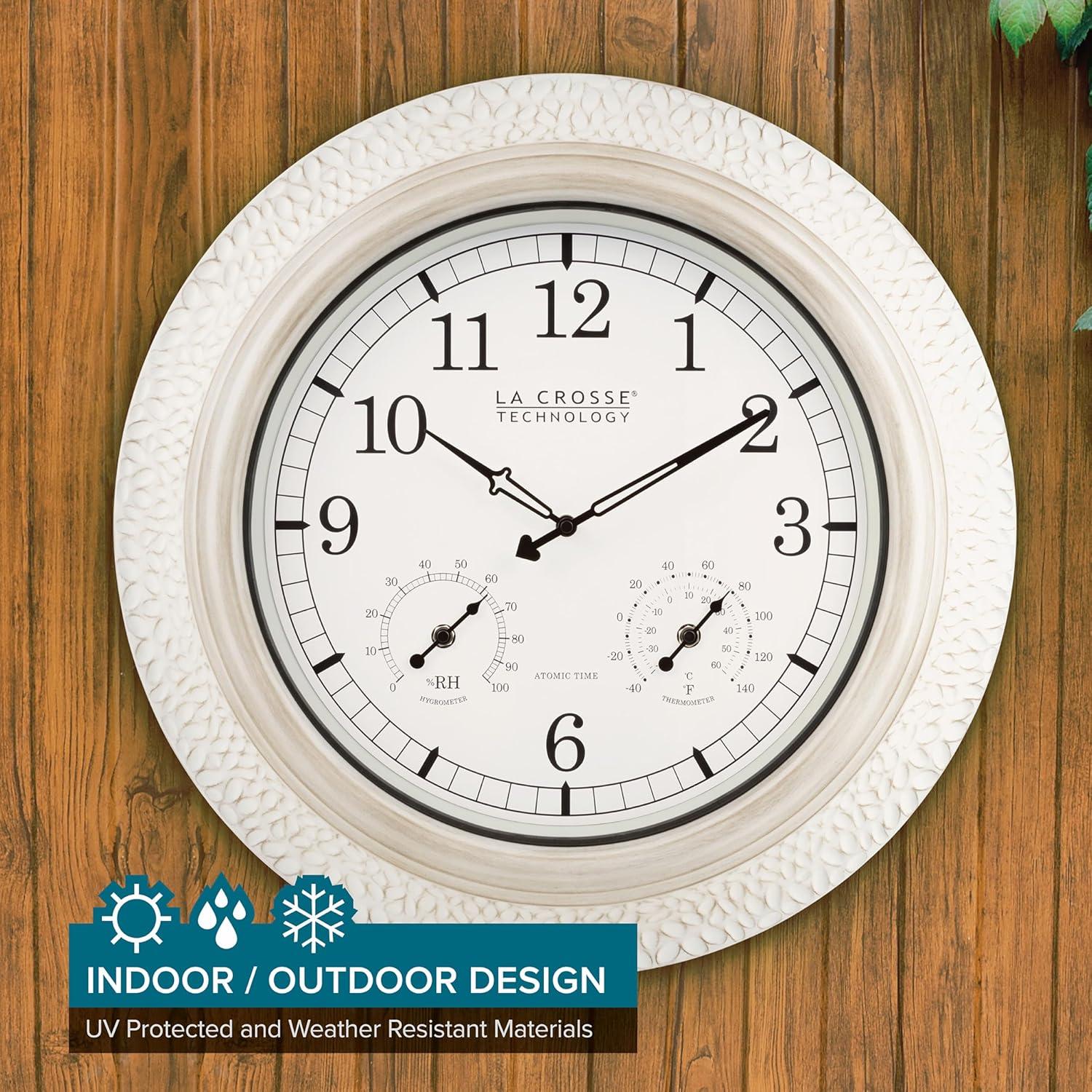 21" White-Washed Hammered Metal Analog Wall Clock