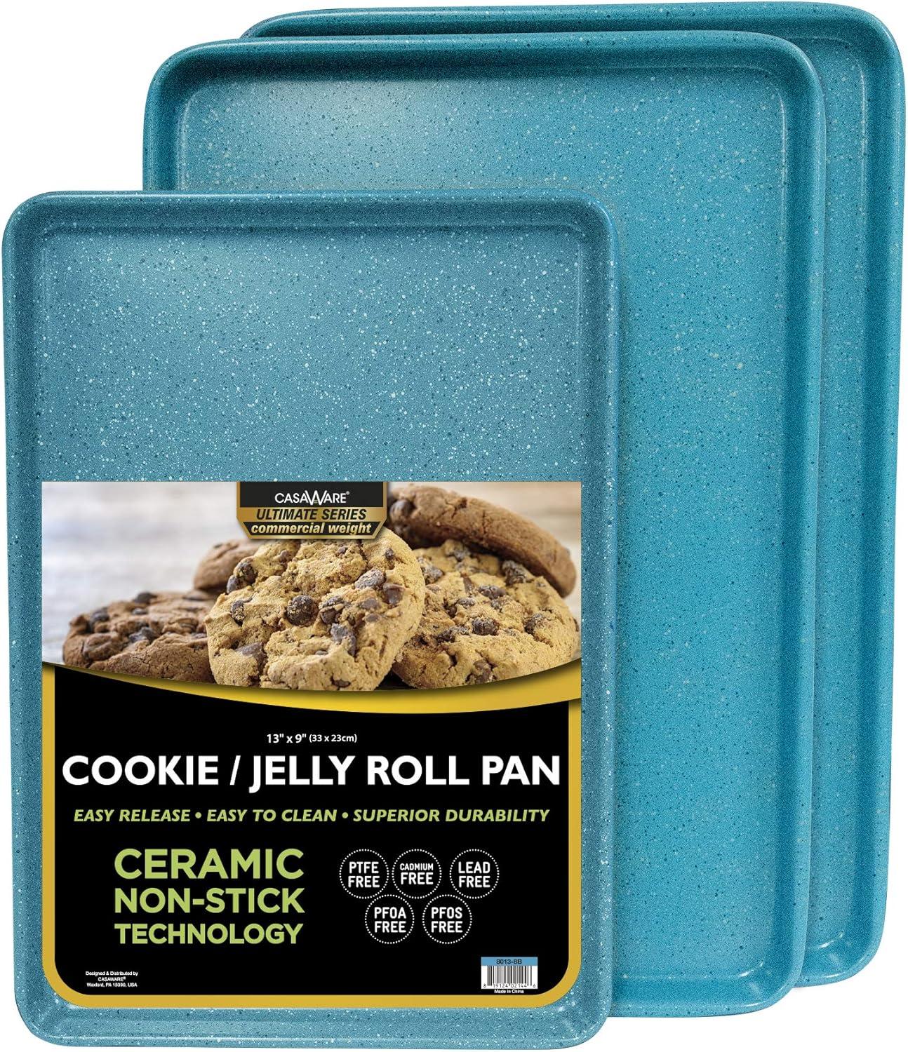 Blue Granite Non-Stick Ceramic Cookie Sheet Set