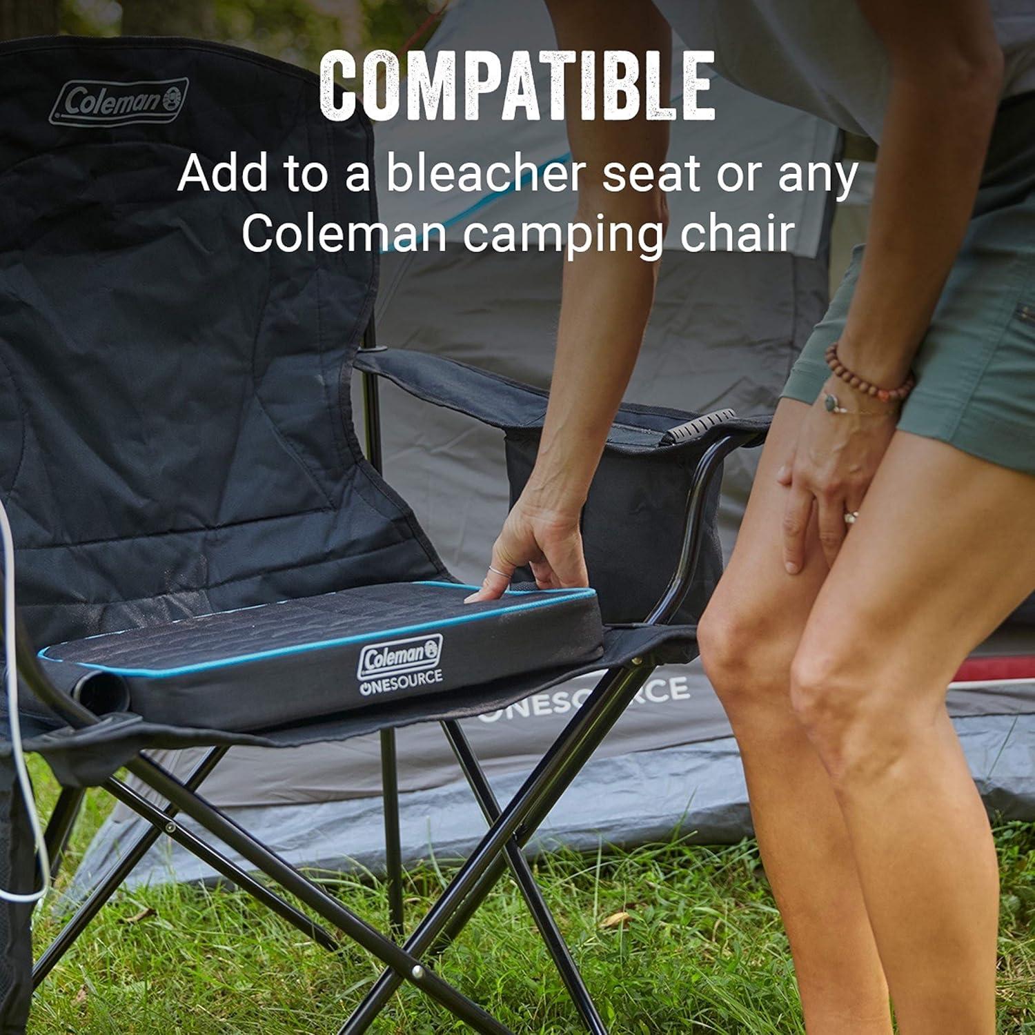 Coleman OneSource Outdoor Heated Camping Chair Pad with Rechargable Battery, Black