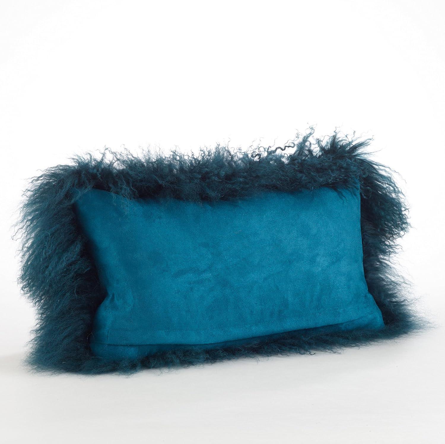 Saro Lifestyle 100% Wool Mongolian Lamb Fur Poly Filled Throw Pillow