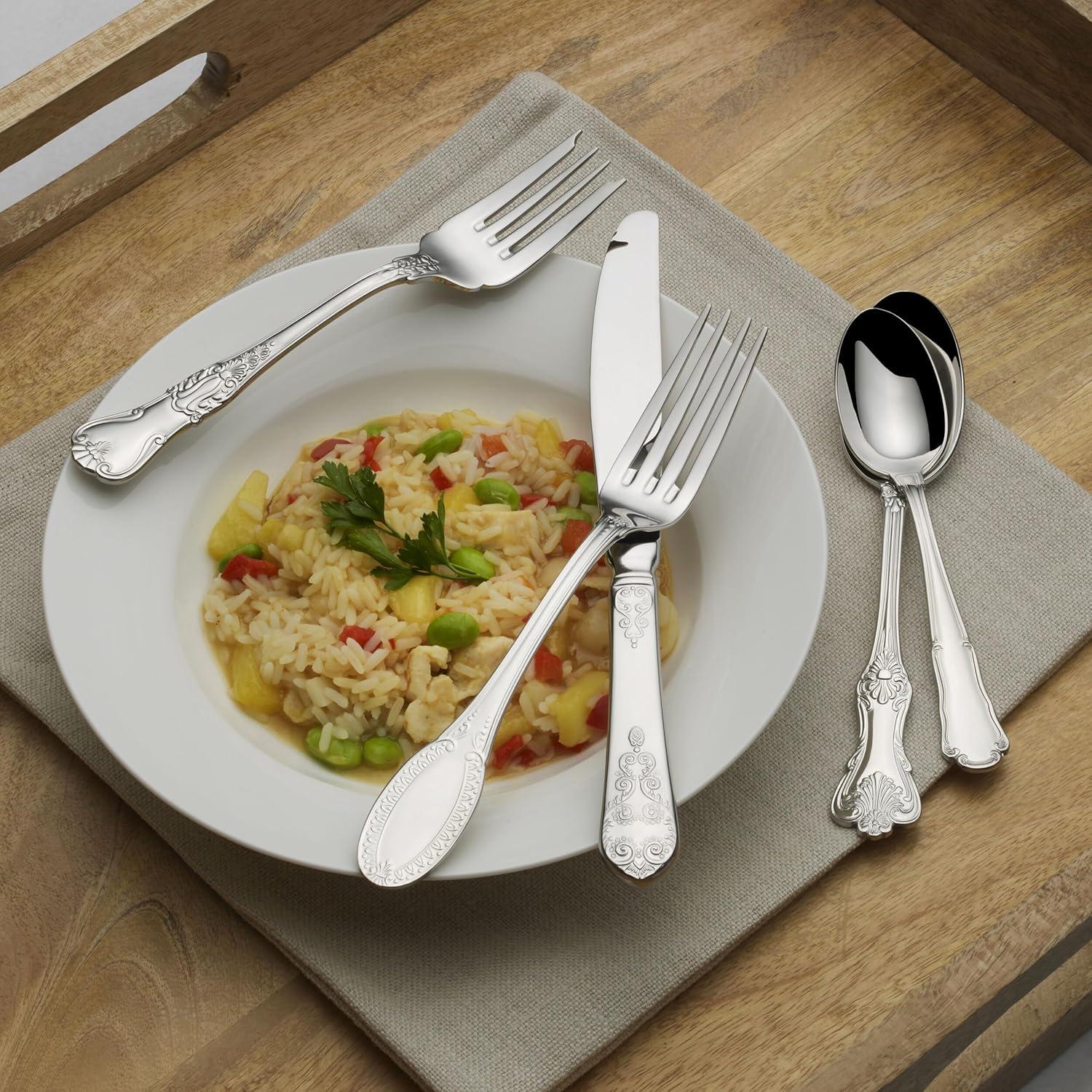 Wallace Wallace Hotel Lux 77-Piece 18/10 Stainless Steel Flatware Set, Silver, Service for 12