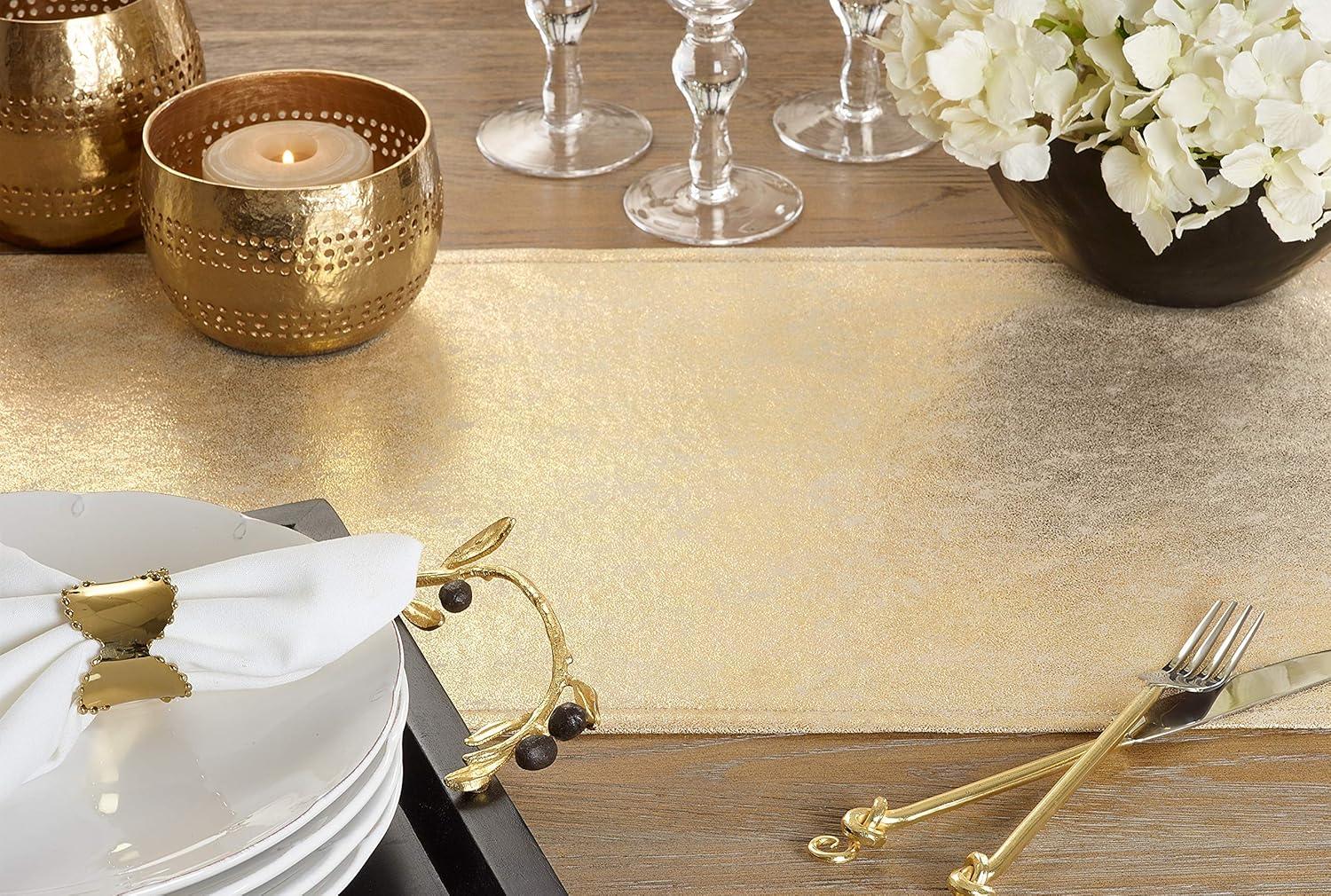 Gold Shimmer Solid Table Runner - Saro Lifestyle: Metallic Finish, Holiday Decor, 72" Length