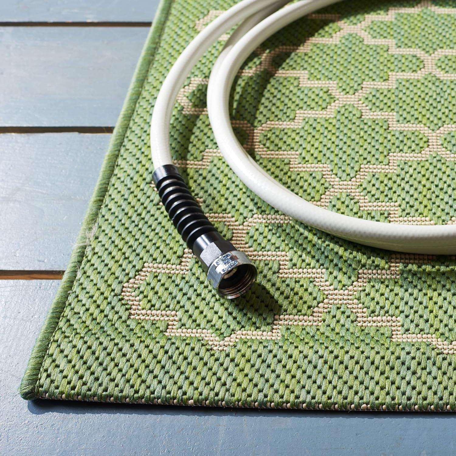 SAFAVIEH Courtyard Hilbert Trellis Indoor/Outdoor Runner Rug, 2'3" x 6'7", Green/Beige