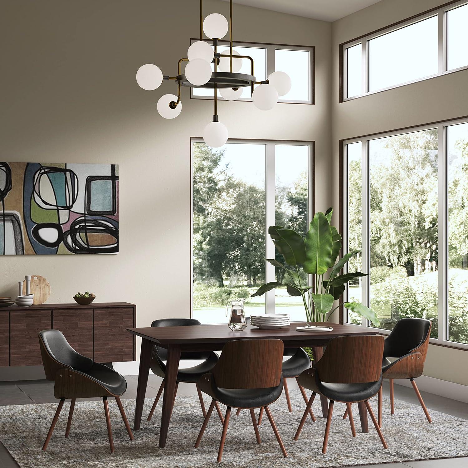 Simpli Home Malden Upholstered Dining Chair with Ergonomic Solid Wood Frame and Mid-Century Modern Style