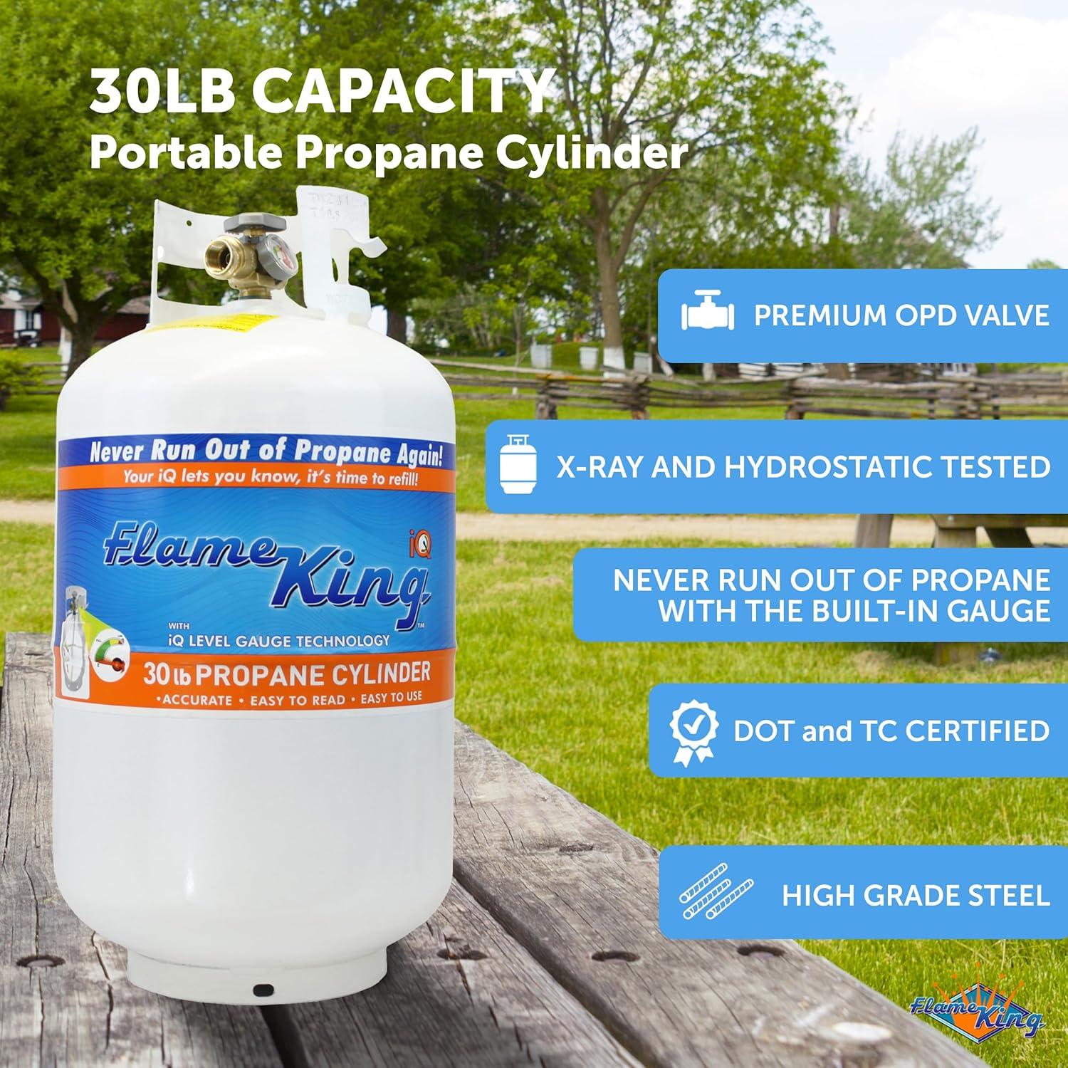 Flame King Flame King 30LB Empty Steel Propane Tank LP Cylinder, OPD Valve & Built-in Gauge for Grills & BBQs