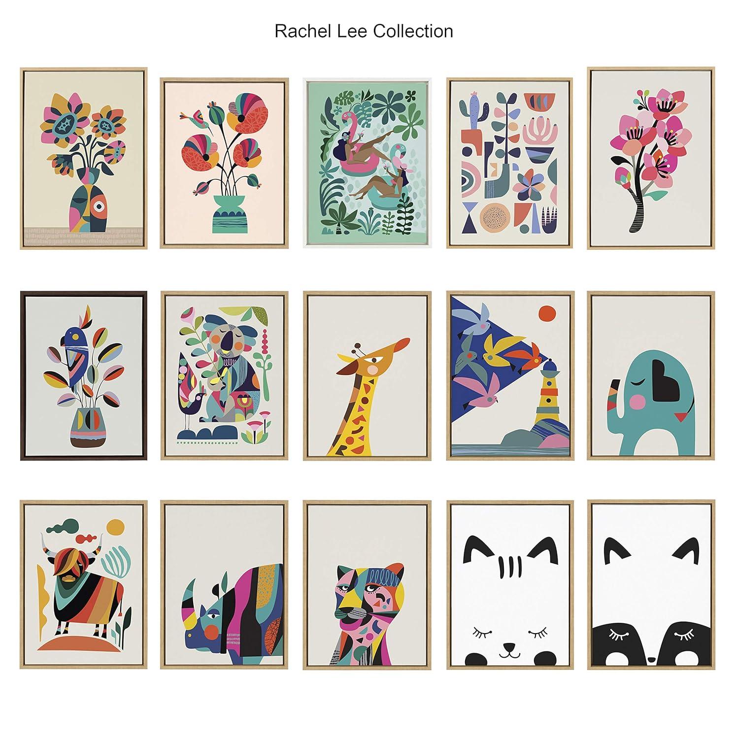 18" x 24" Sylvie Mid Century Modern Kookaburra Framed Wall Canvas by Rachel Lee Natural: Rachel Lee Art