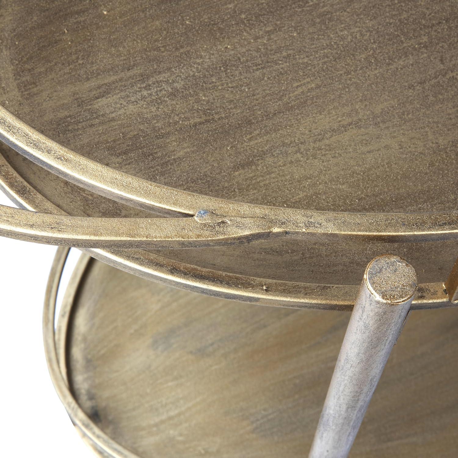 Creative Co-Op 2-Tier Metal Bar Cart with Locking Caster Wheels