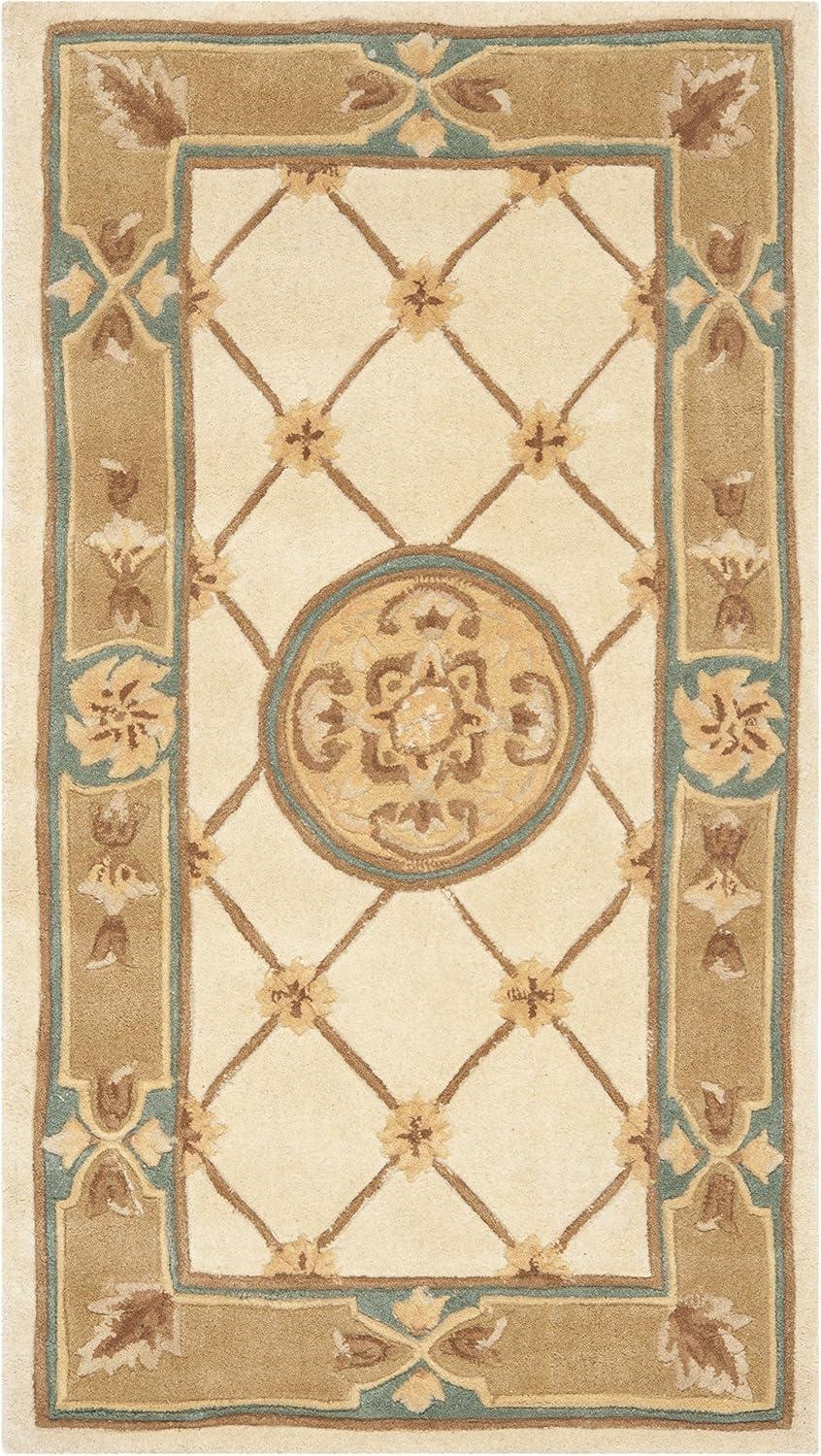 Ivory and Caramel Handmade Wool Tufted Area Rug, 2'6" x 4'6"