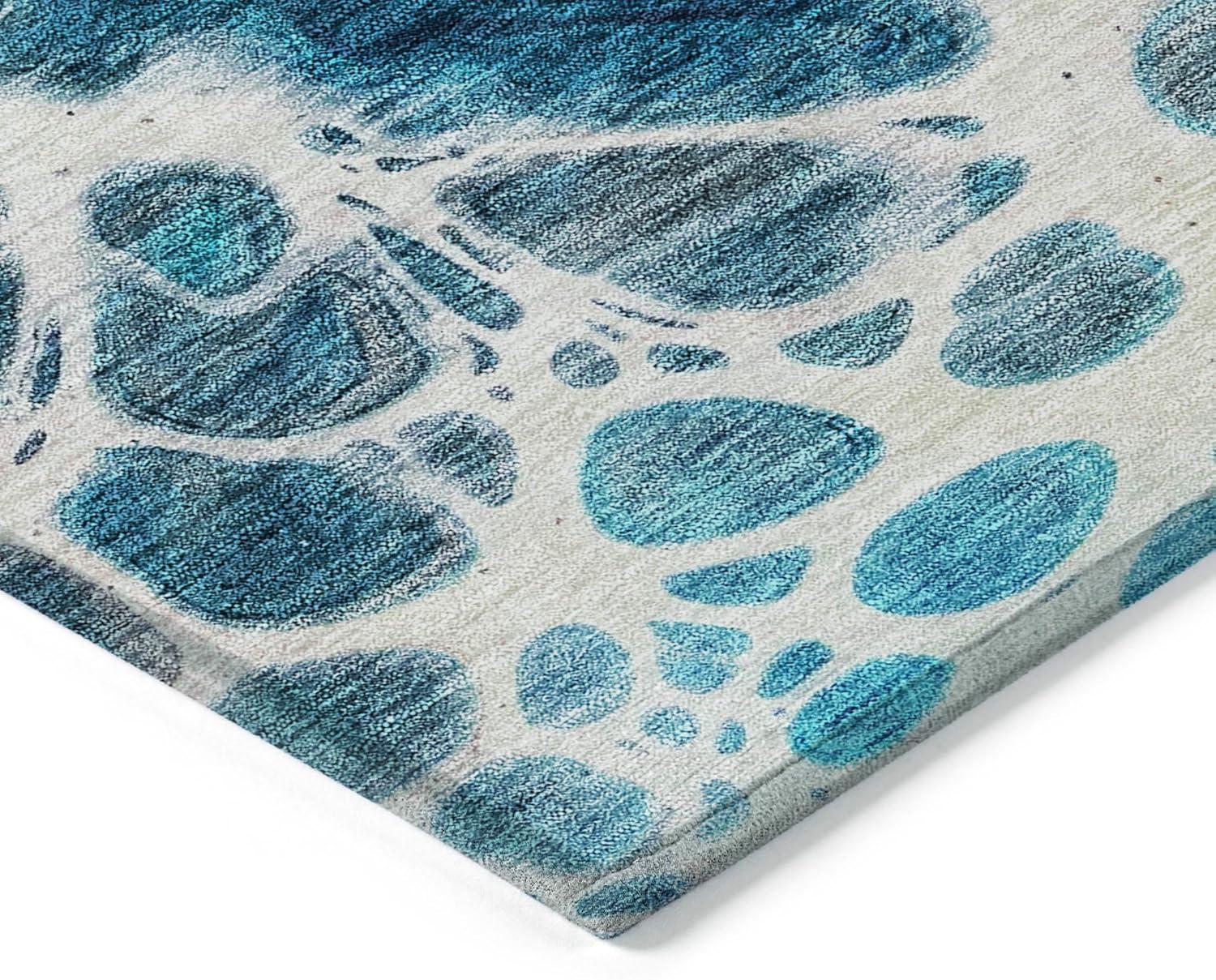 Teal and Gray Synthetic Flat Woven Reversible Area Rug