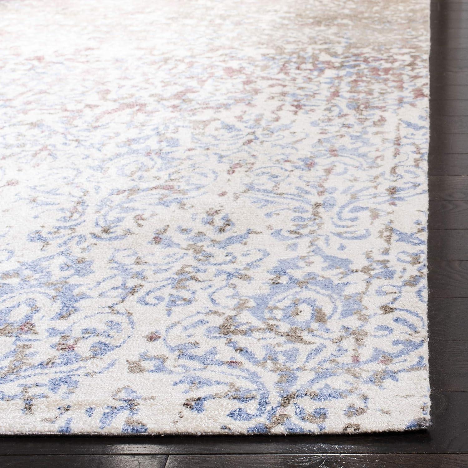 SAFAVIEH Expression Kliment Abstract Overdyed Runner Rug, Ivory/Blue, 2'6" x 8'