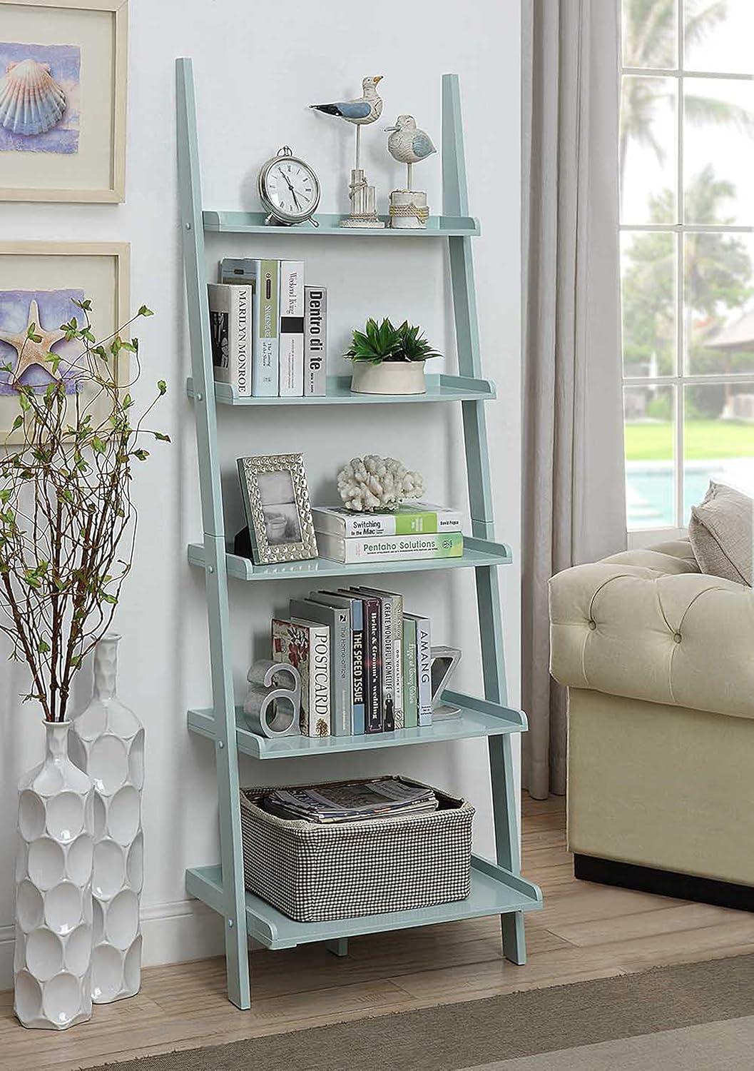 Convenience Concepts American Heritage 5-Shelf Ladder Bookcase, Sea Foam