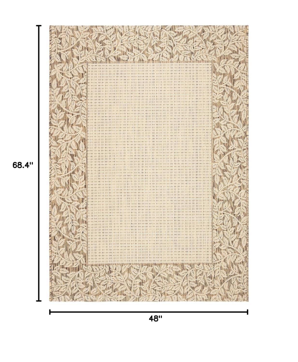 Courtyard CY0727 Power Loomed Indoor and Outdoor Area Rug - Natural/Brown - 4'x5'7" - Safavieh