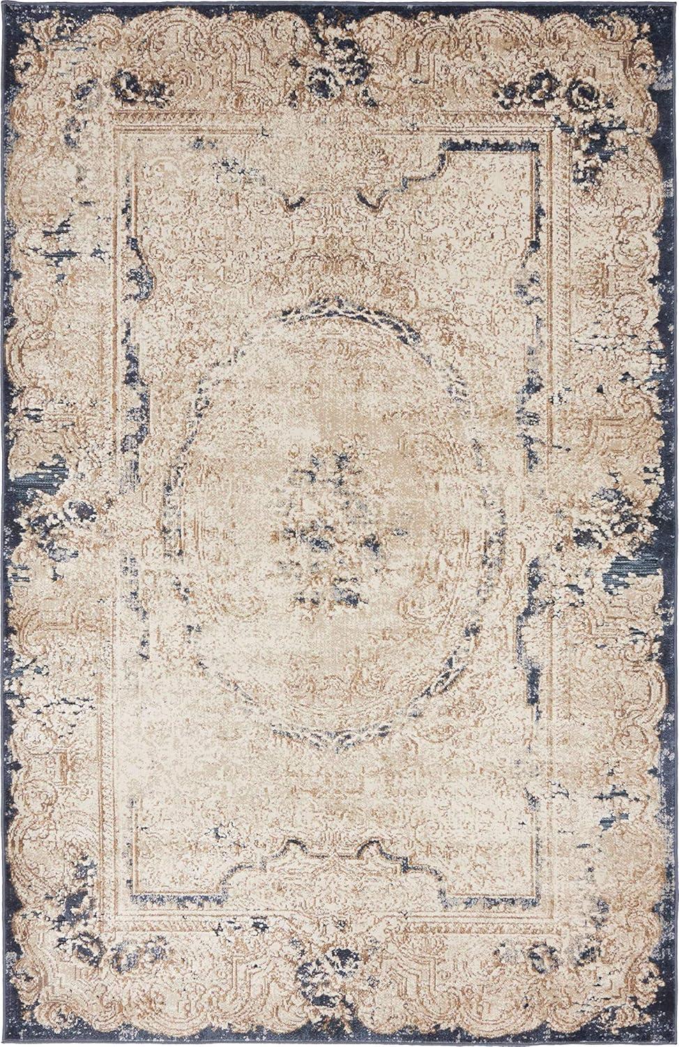 Unique Loom Chateau Collection Area Rug - Adams (4' 1" x 6' 1" Rectangle Cream/Brown)