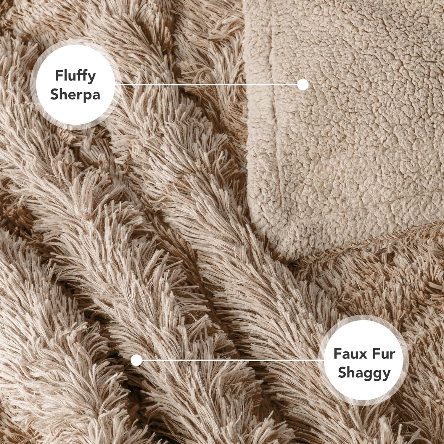 PetAmi WATERPROOF Dog Blanket For Bed XL Dog Pet Blanket Couch Cover Protector, Sherpa Fleece Fuzzy Leakproof Blanket for Sofa Furniture Queen Bed Protection Reversible Soft Fluffy, 90x90 Taupe