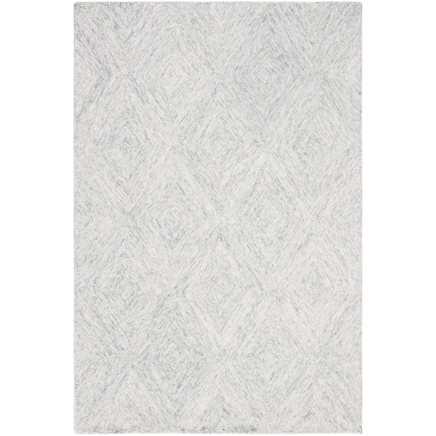SAFAVIEH Abstract Summer Geometric Wool Area Rug, Silver, 9' x 12'