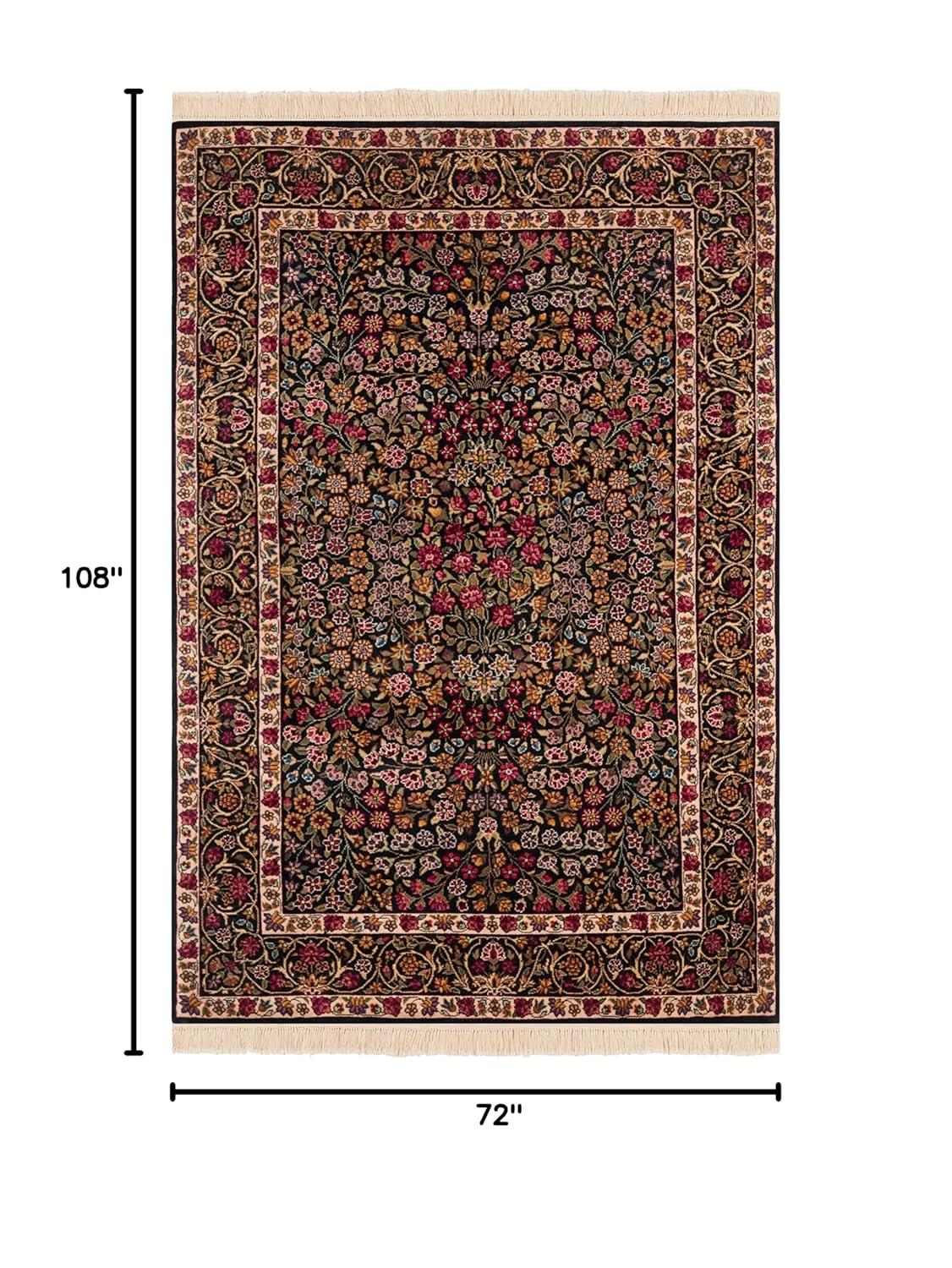Royal Kerman Wool Pile Floral Rug in Red/Green/Brown