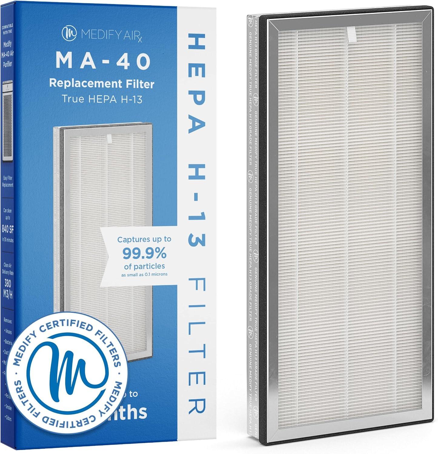 Medify Air MA-40 Replacement Filter - HEPA H13 Air Filter Replacement for Large Air Purifiers - Air Purifier Filter for Whole Rooms - Filter Aids Against Smoke, Dust, Pollen & More - 1-Pack