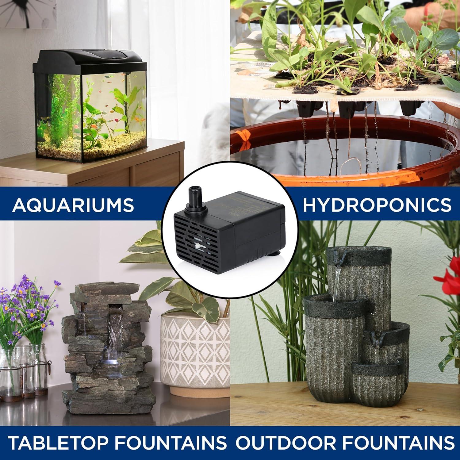 Alpine Corporation Submersible 95 GPH Fountain Pump with 5W Halogen Light for Outdoor Fountains, Birdbaths, Ponds, and Garden Water Features