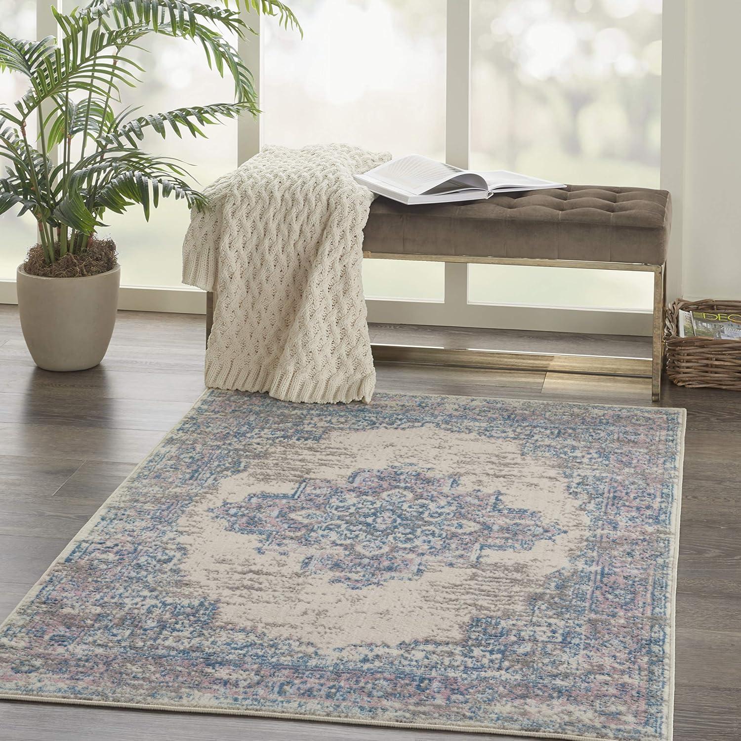 Nourison Grafix GRF14 Ivory/Pink Area Rug - Ivory/Pink 3' x 5'