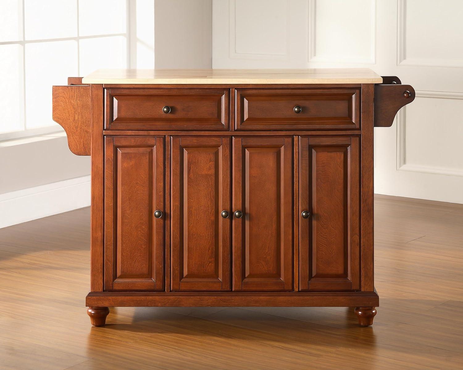 Crosley Furniture Cambridge Natural Wood Top Kitchen Island in Cherry