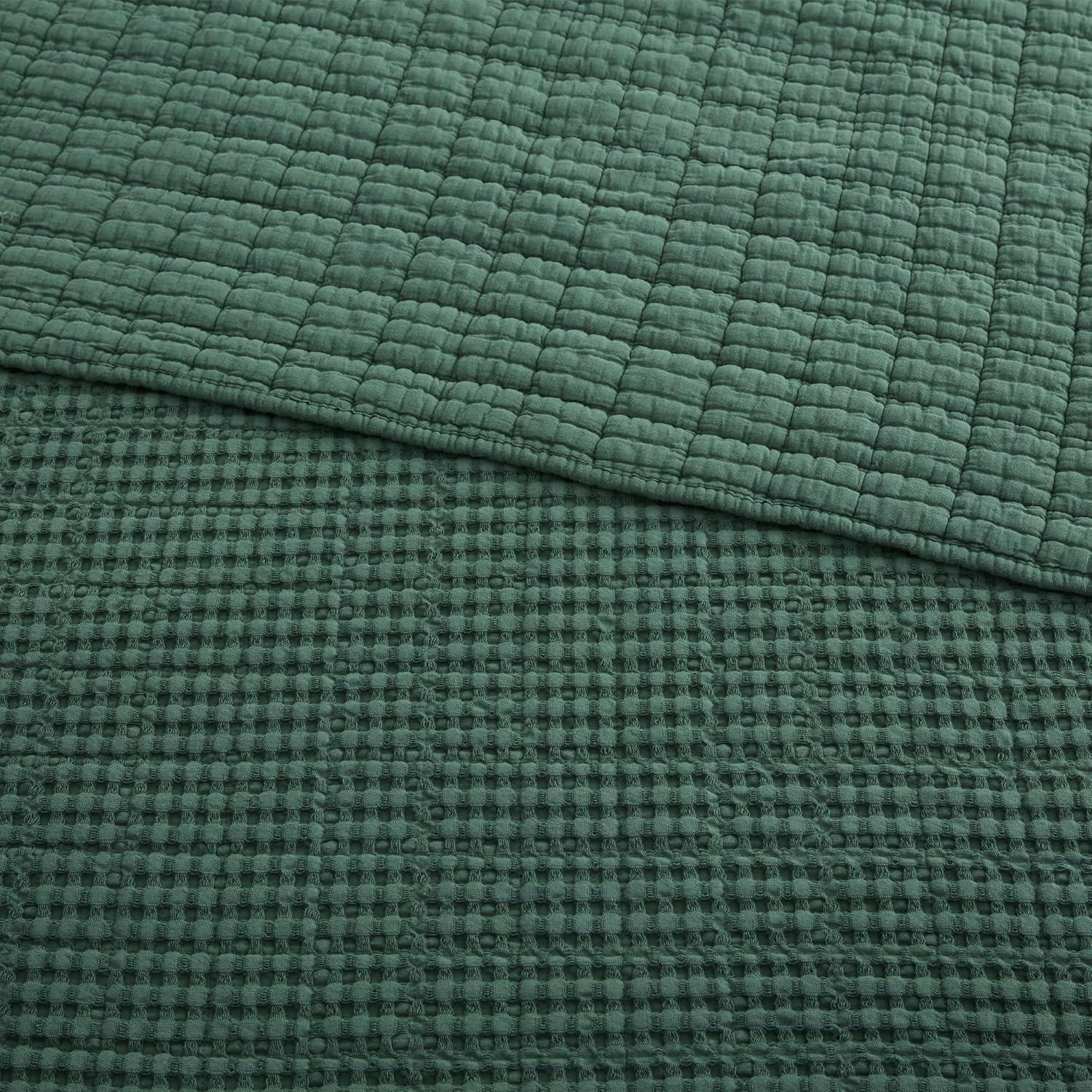 Mills Waffle Forest Green King Bedspread Set - Levtex Home