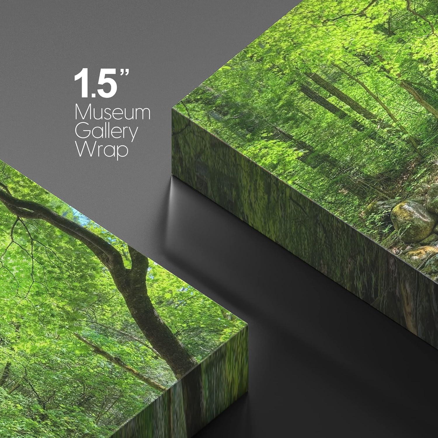 wall26 Canvas Print Wall Art River Through The Green Forest Nature Wilderness Photography Modern Art Rustic Scenic Colorful Multicolor for Living Room, Bedroom, Office - 16"x24"