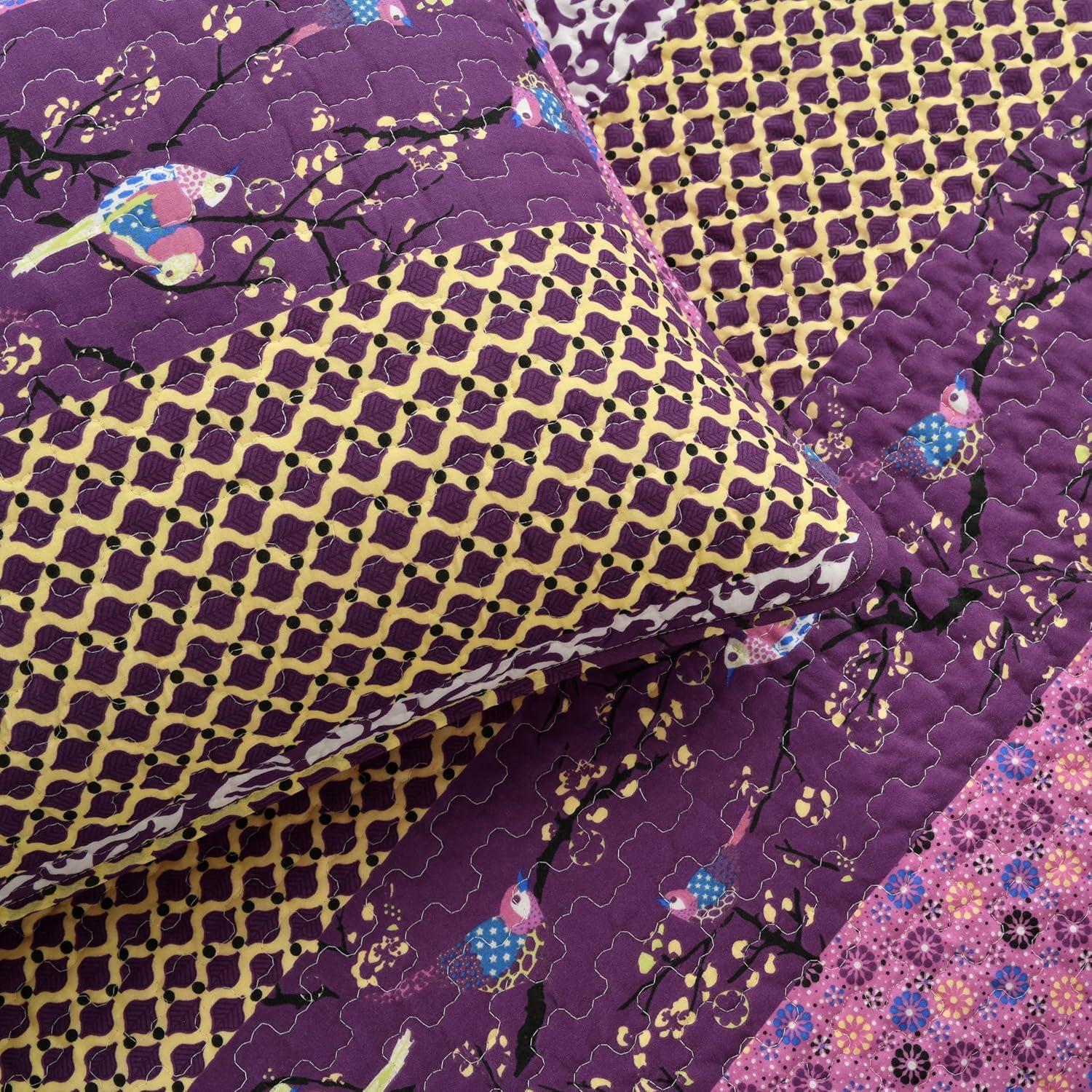 3pc King Royal Empire Quilt Set Plum - Lush Décor: Reversible Bedspread, OEKO-TEX Certified