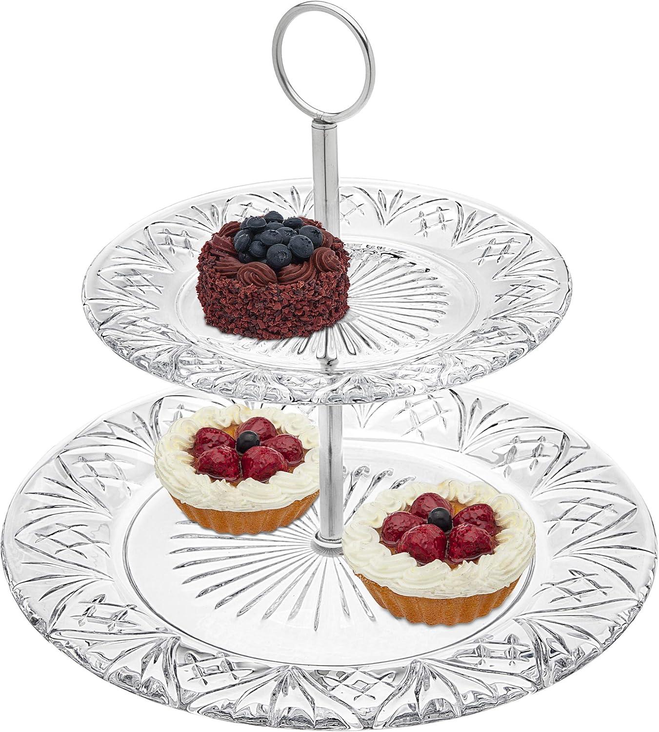 Dublin Crystal 2 Tiered Serving Stand