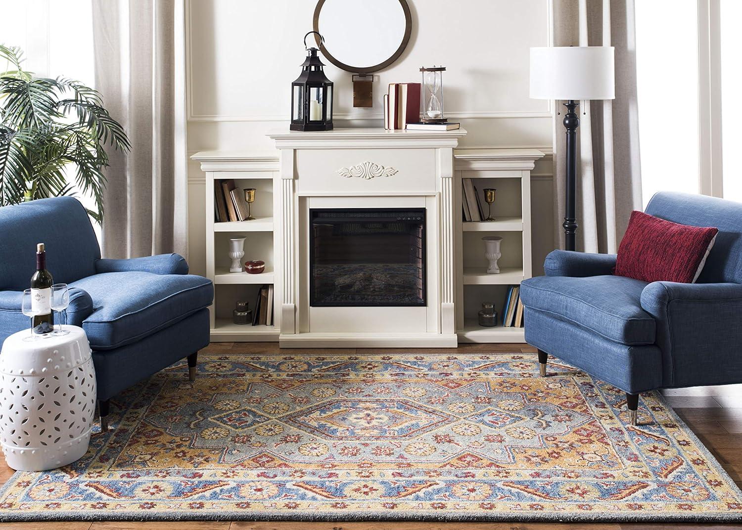 Antiquity AT504 Hand Tufted Area Rug - Blue/Gold - 5'x8' - Safavieh.