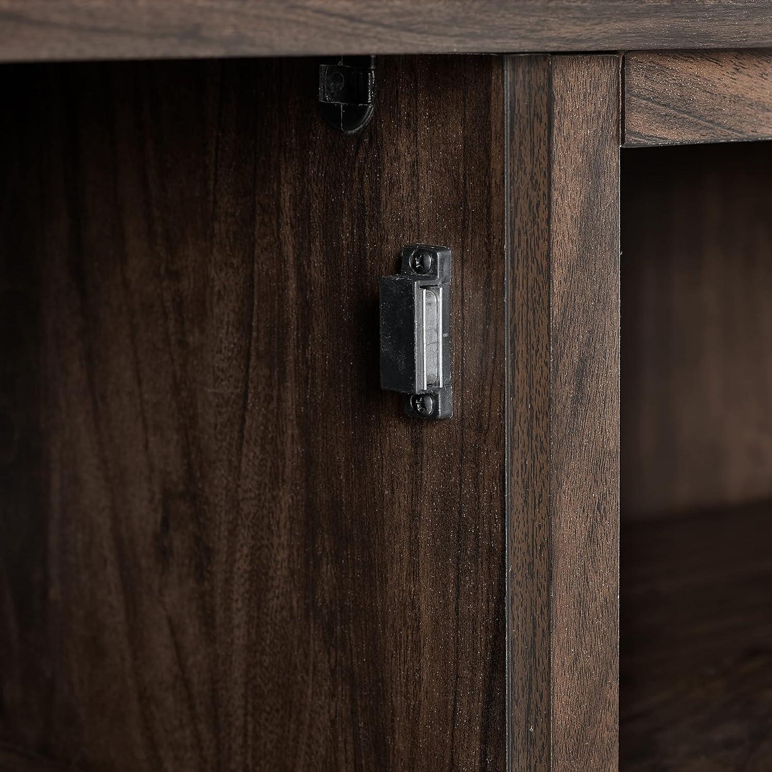 Rustic Dark Walnut Corner TV Stand with Cabinets