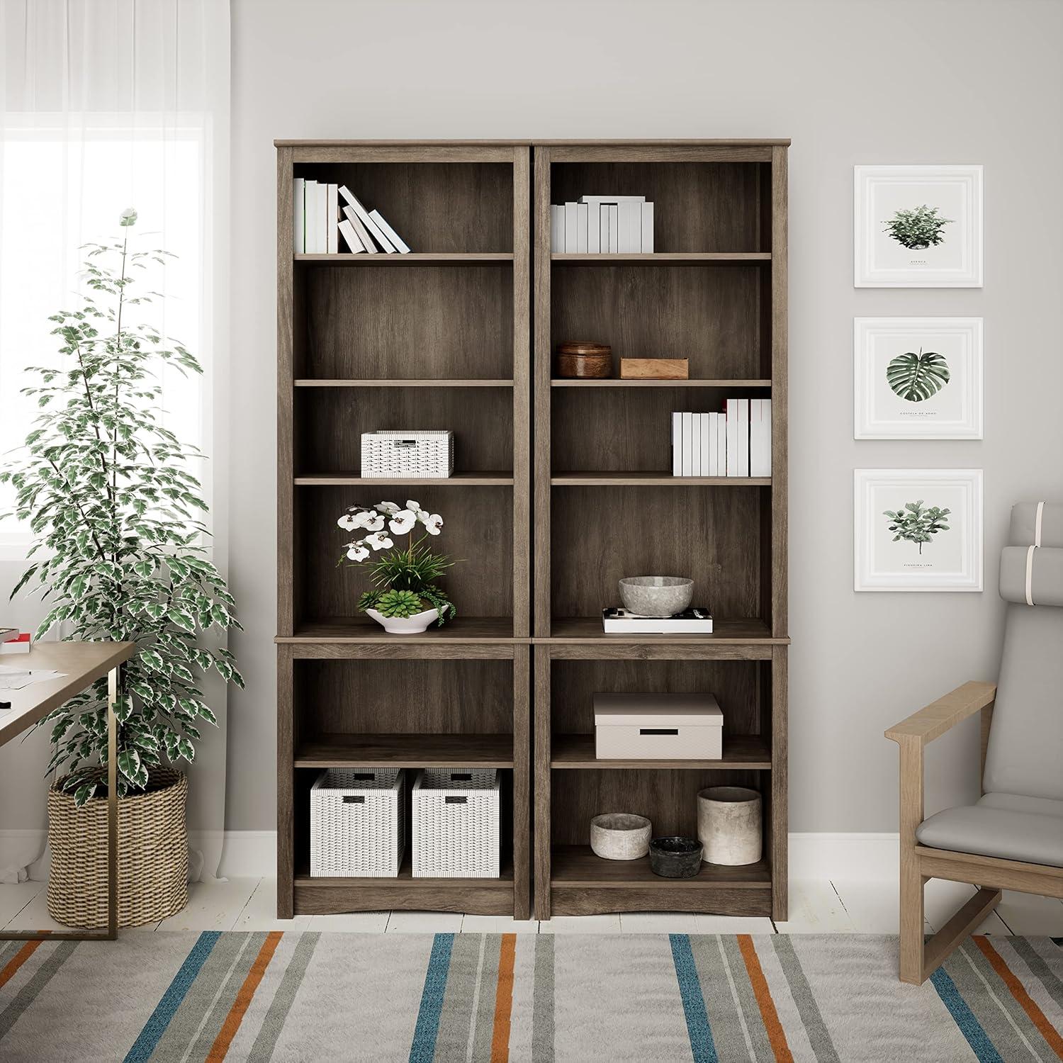 Drifted Gray Composite Transitional Tall 6-Shelf Bookcase