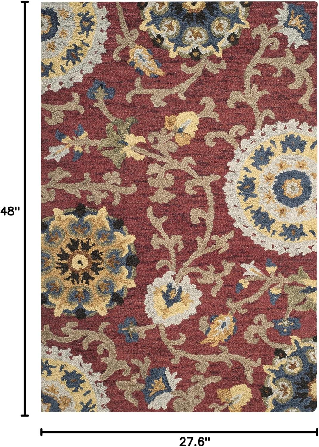 SAFAVIEH Blossom Danny Floral Wool Area Rug, Red/Multi, 2'3" x 4'