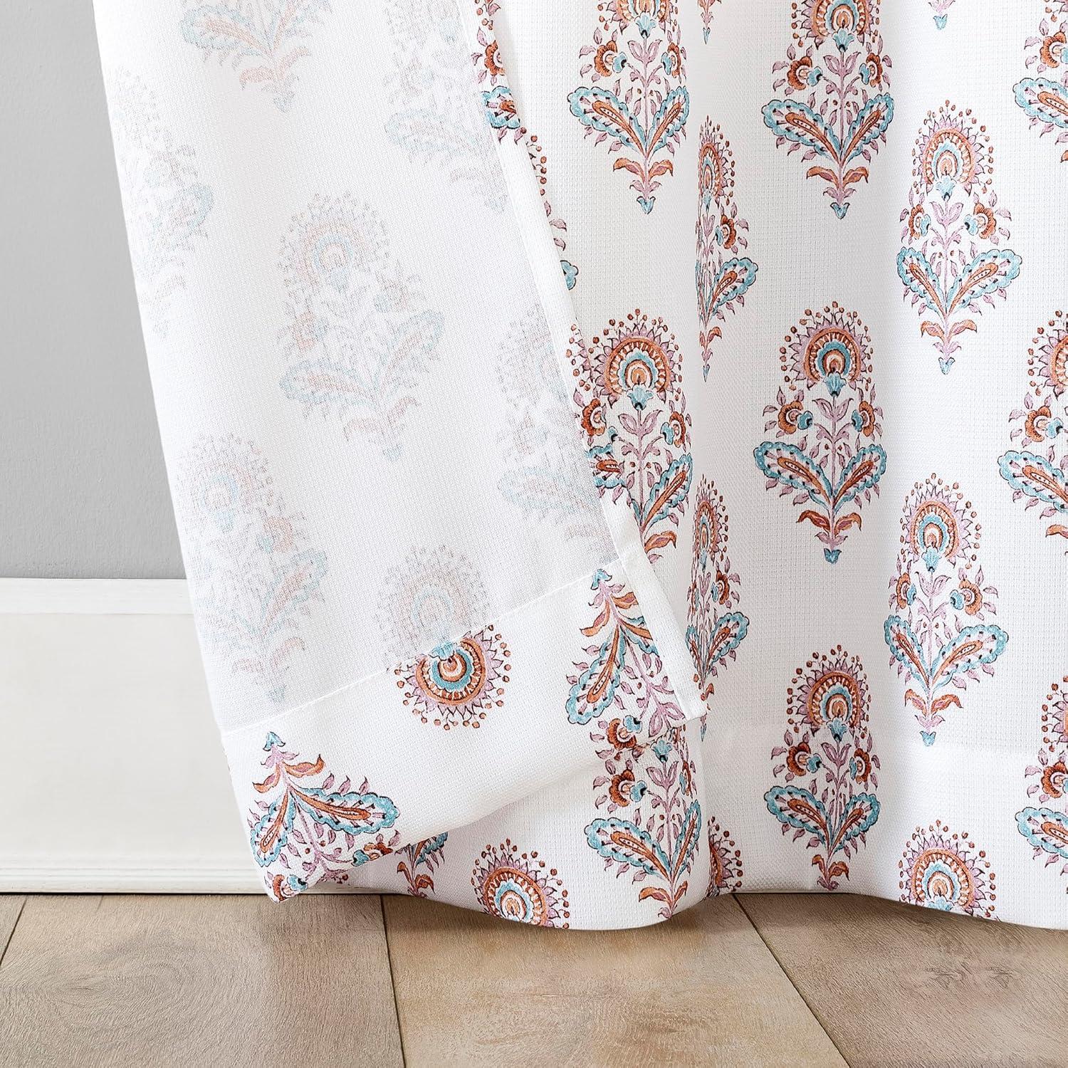 40"x84" No. 918 Light Filtering Semi-Sheer Avie Global Medallion Grommet Curtain Panel Apricot Orange: Modern Decor