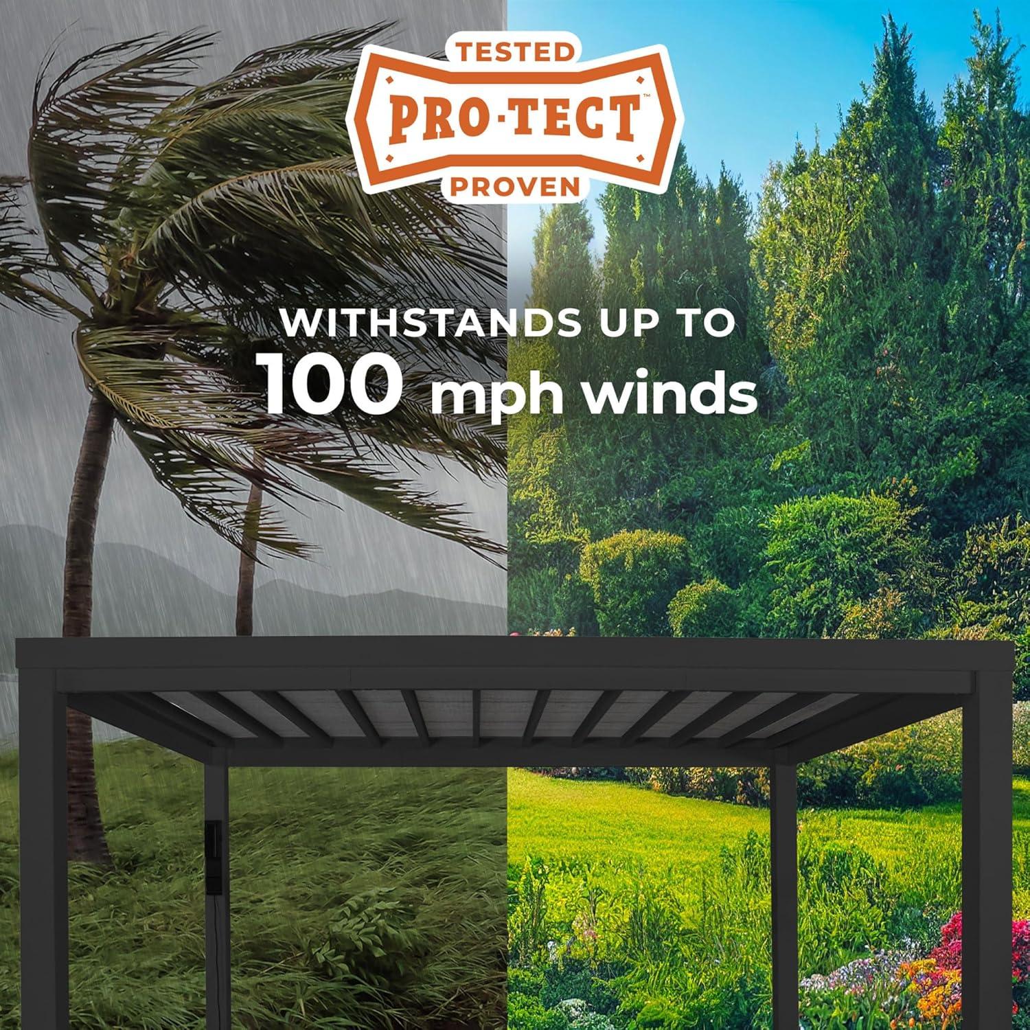 Backyard Discovery Backyard Discovery Windham 14' x 10' Modern Galvanized Steel Outdoor Patio Pergola Kit with Shade Sail Canopy and PowerPort