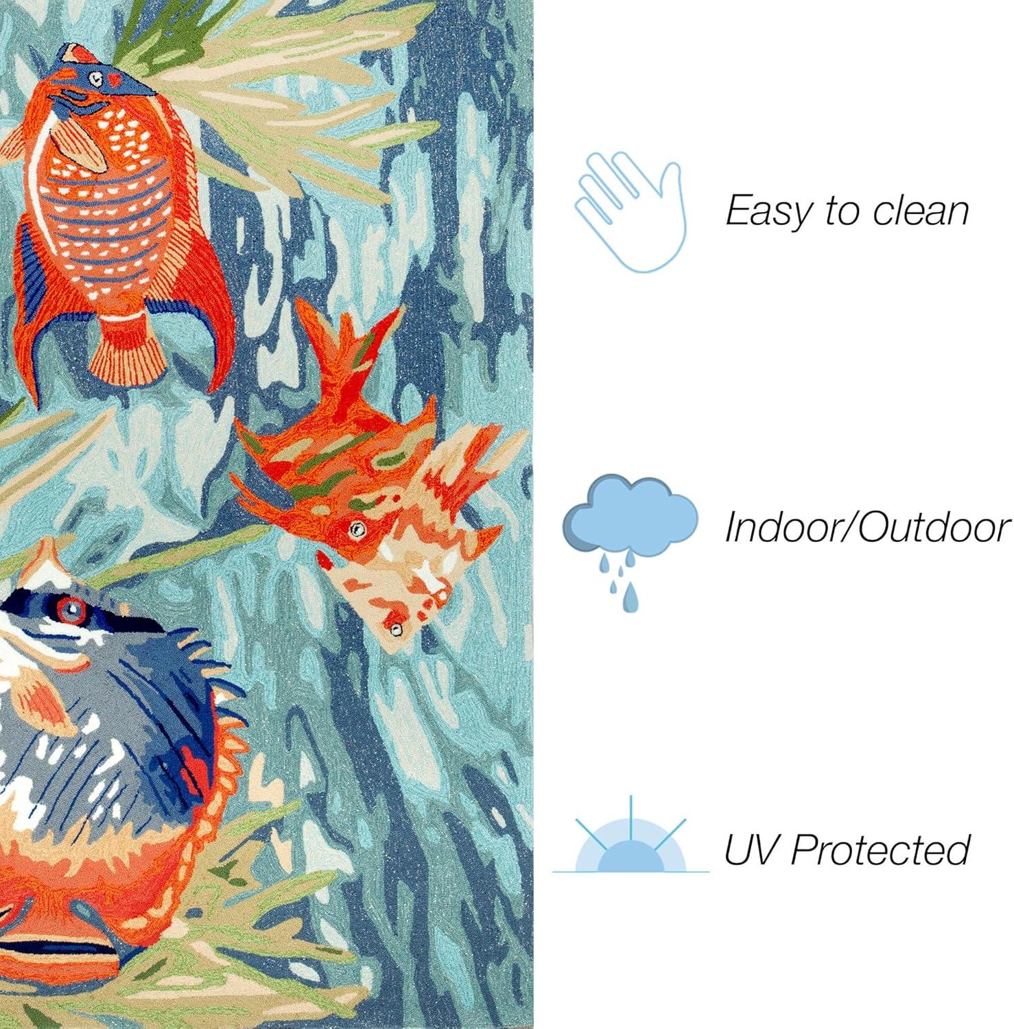 Liora Manne Ravella Tropical Fish Indoor/Outdoor Rug Ocean 8'3" x 11'6"