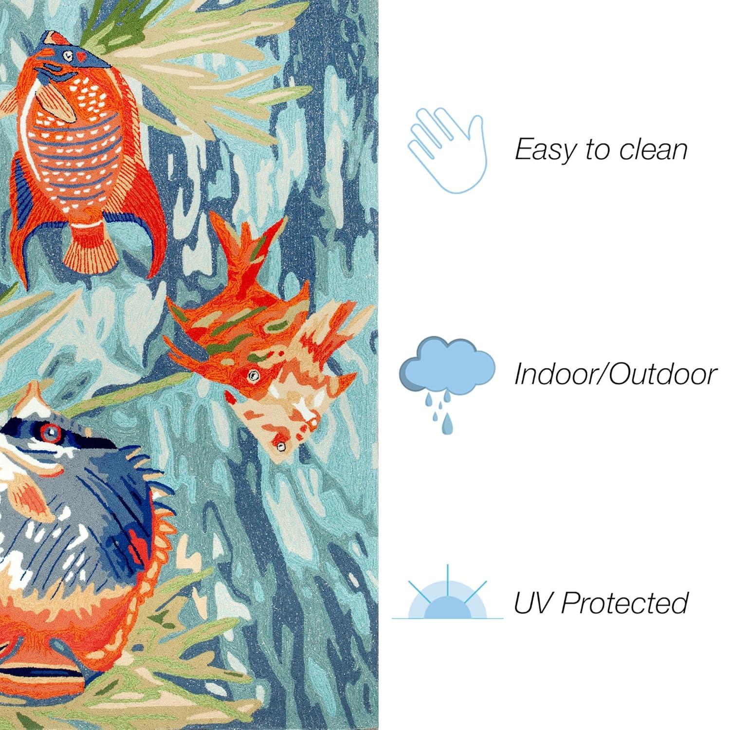 Liora Manne Ravella Tropical Fish Indoor/Outdoor Rug Ocean 8'3" x 11'6"