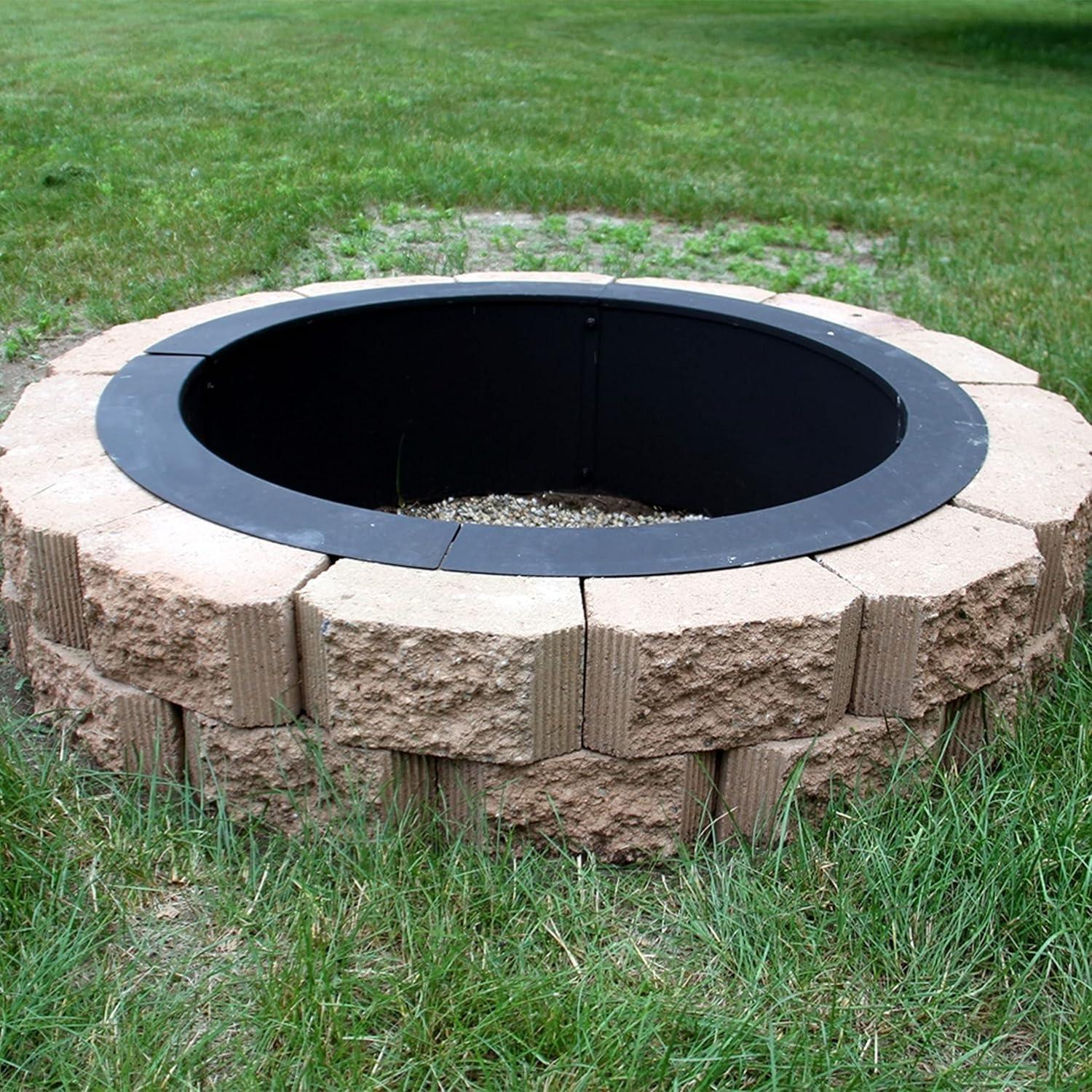 Sunnydaze Outdoor Heavy-Duty Steel Portable Above Ground or In-Ground Round Fire Pit Liner Ring - Black