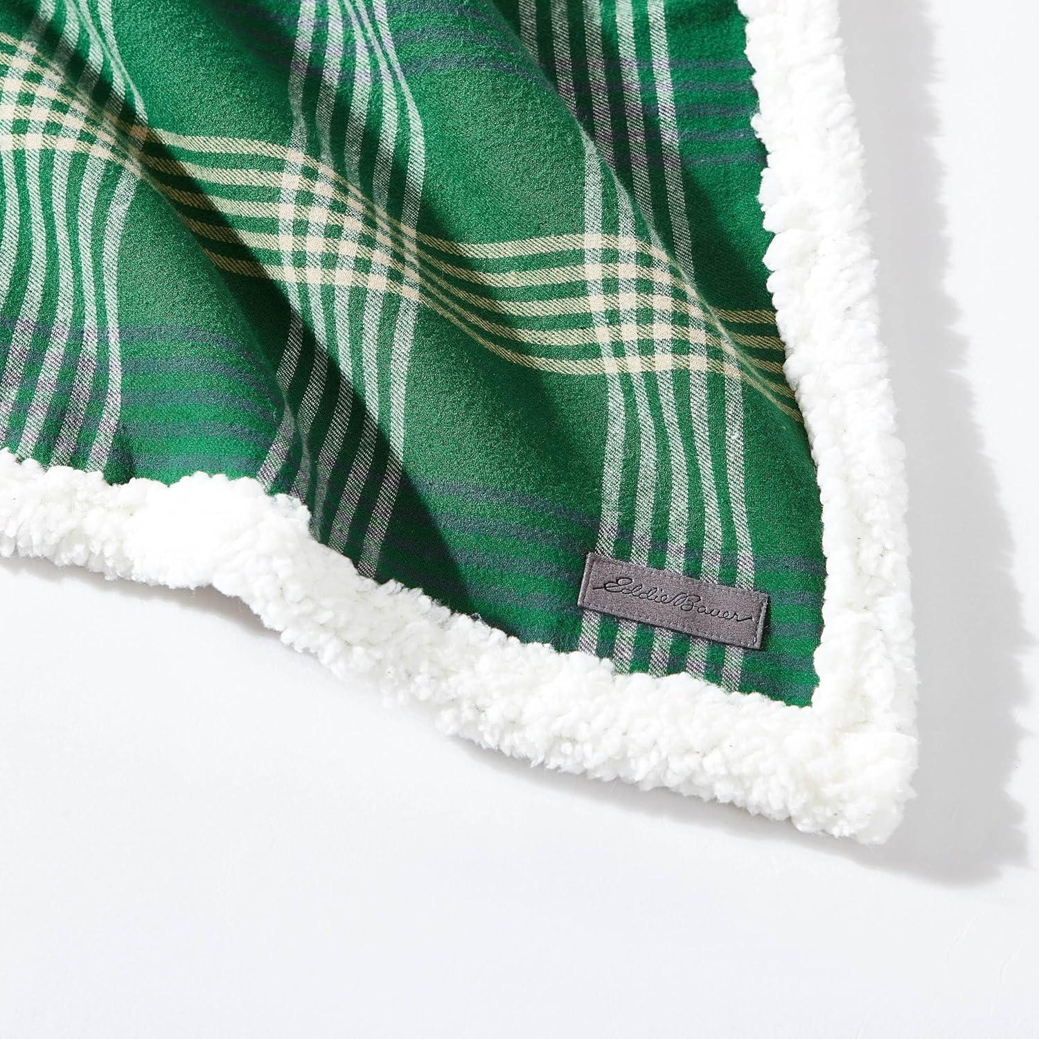 Eddie Bauer Printed Flannel/Sherpa Throw Blankets