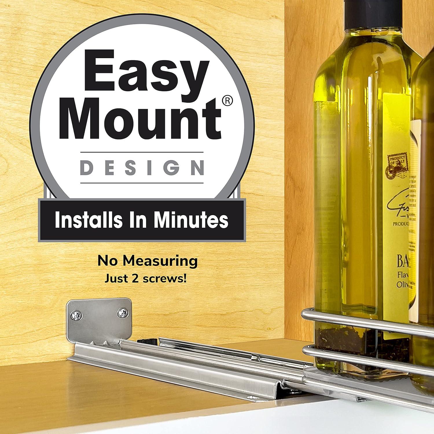 Lynk Professional Slide Out Spice Rack Upper Cabinet Organizer- 4" Wide: Chrome-Plated Kitchen Storage, Pull Out System