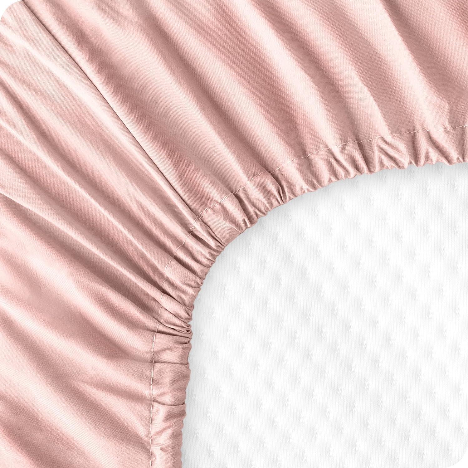 Fitted Crib Microfiber Sheet Pink Slipper/White 2pk by Bare Home