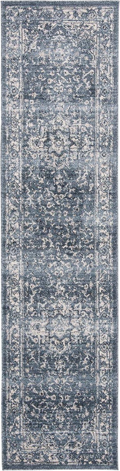 Charleston Heirloom Navy & Creme 2' x 10' Synthetic Runner Rug