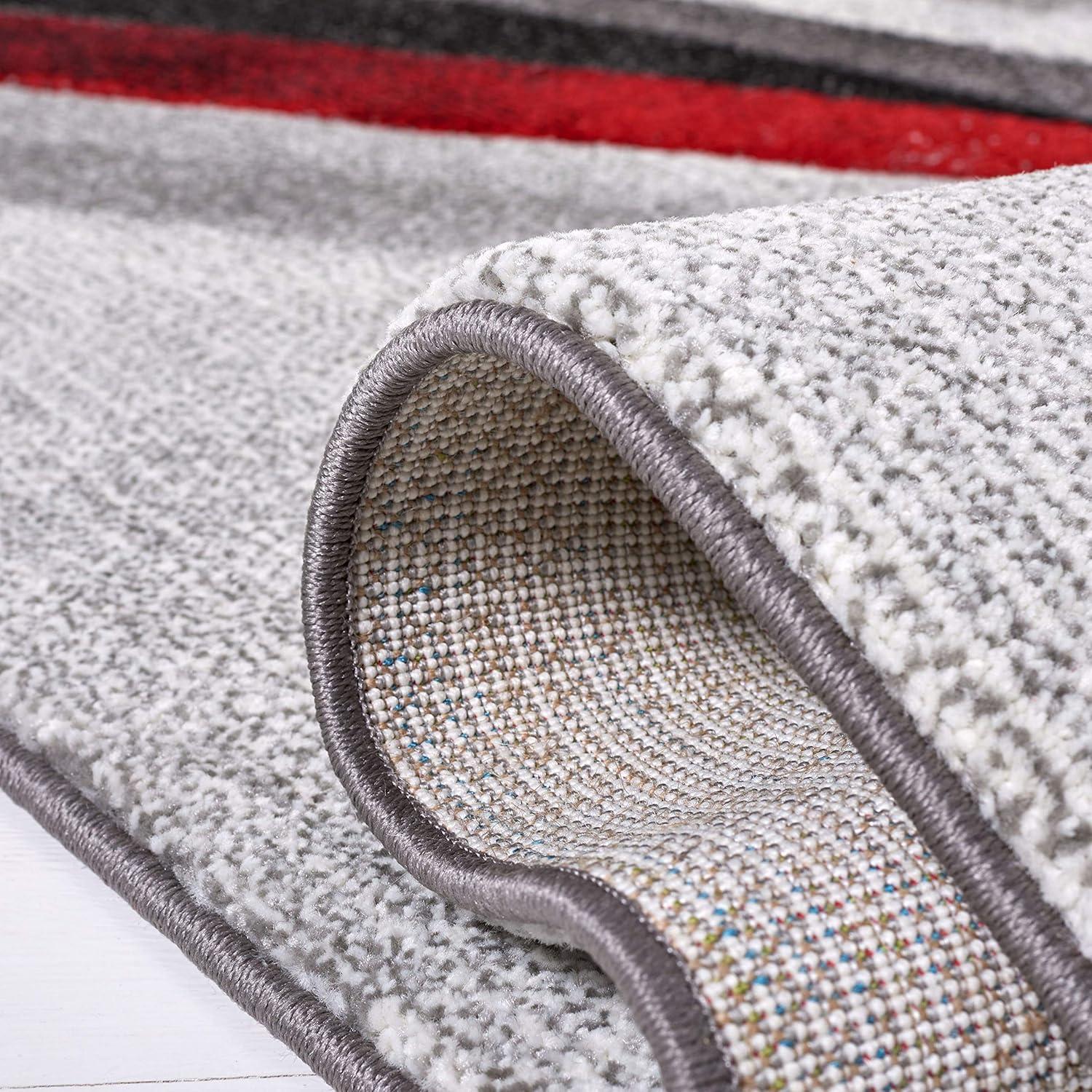 Hollywood HLW710 Machine Made Accent Rug - 2'7"x5' - Grey/Red - Safavieh