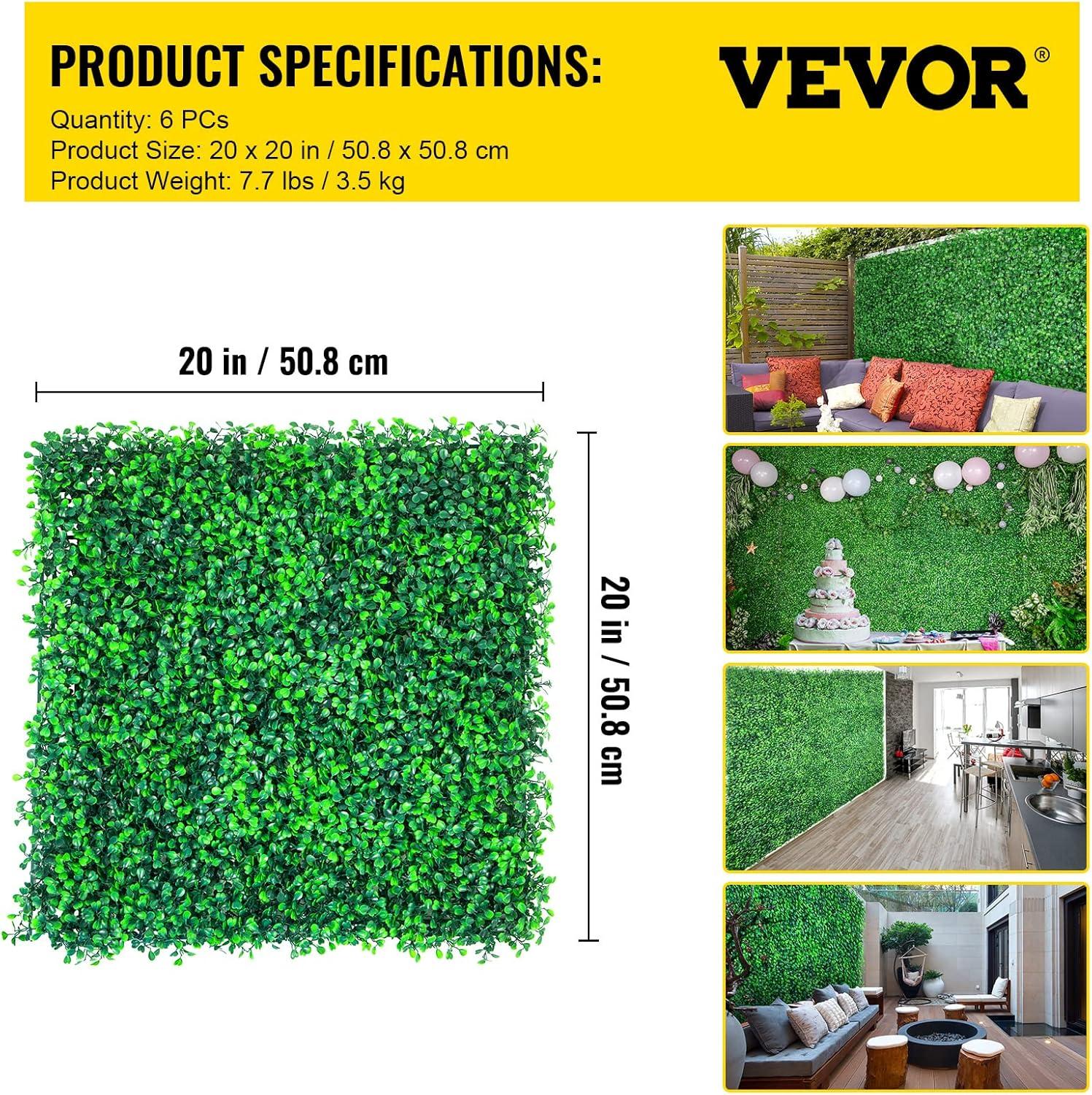 Green Artificial Boxwood Hedge Panels with Lights, 20" x 20"