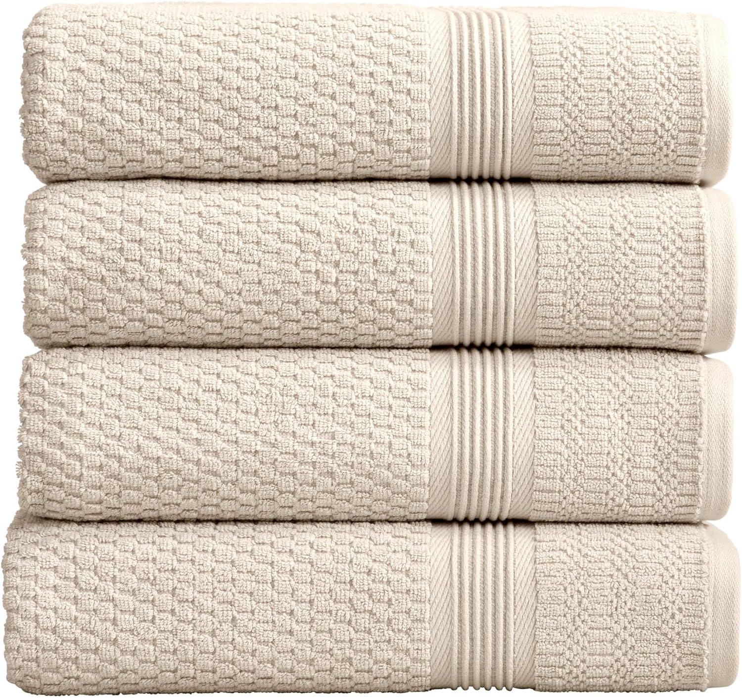 Market & Place 4-Piece Cotton Textured Quick Dry Bath Towel Set Oatmeal