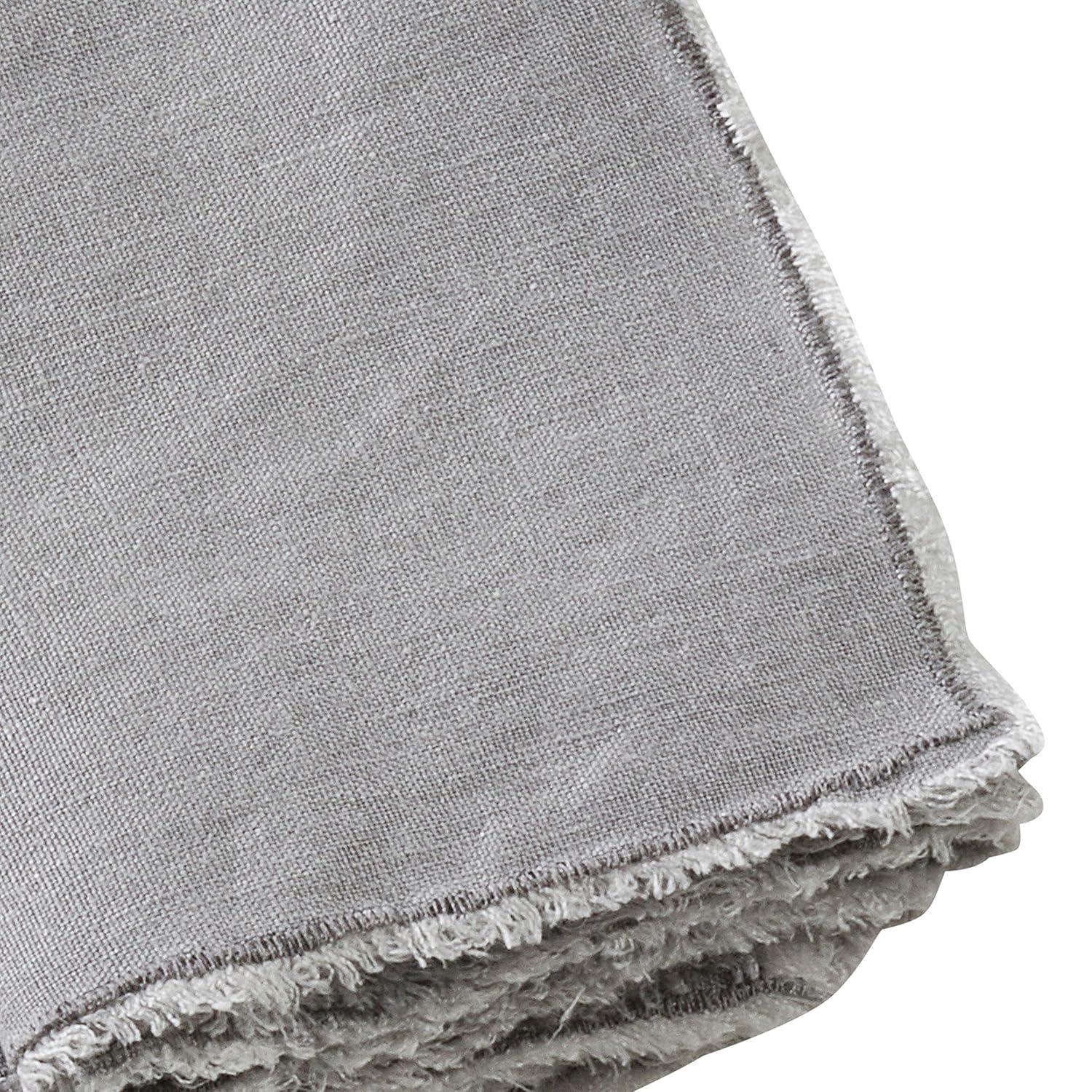 Saro Lifestyle Fringed Design Stone Washed Napkins (Set of 4), Grey