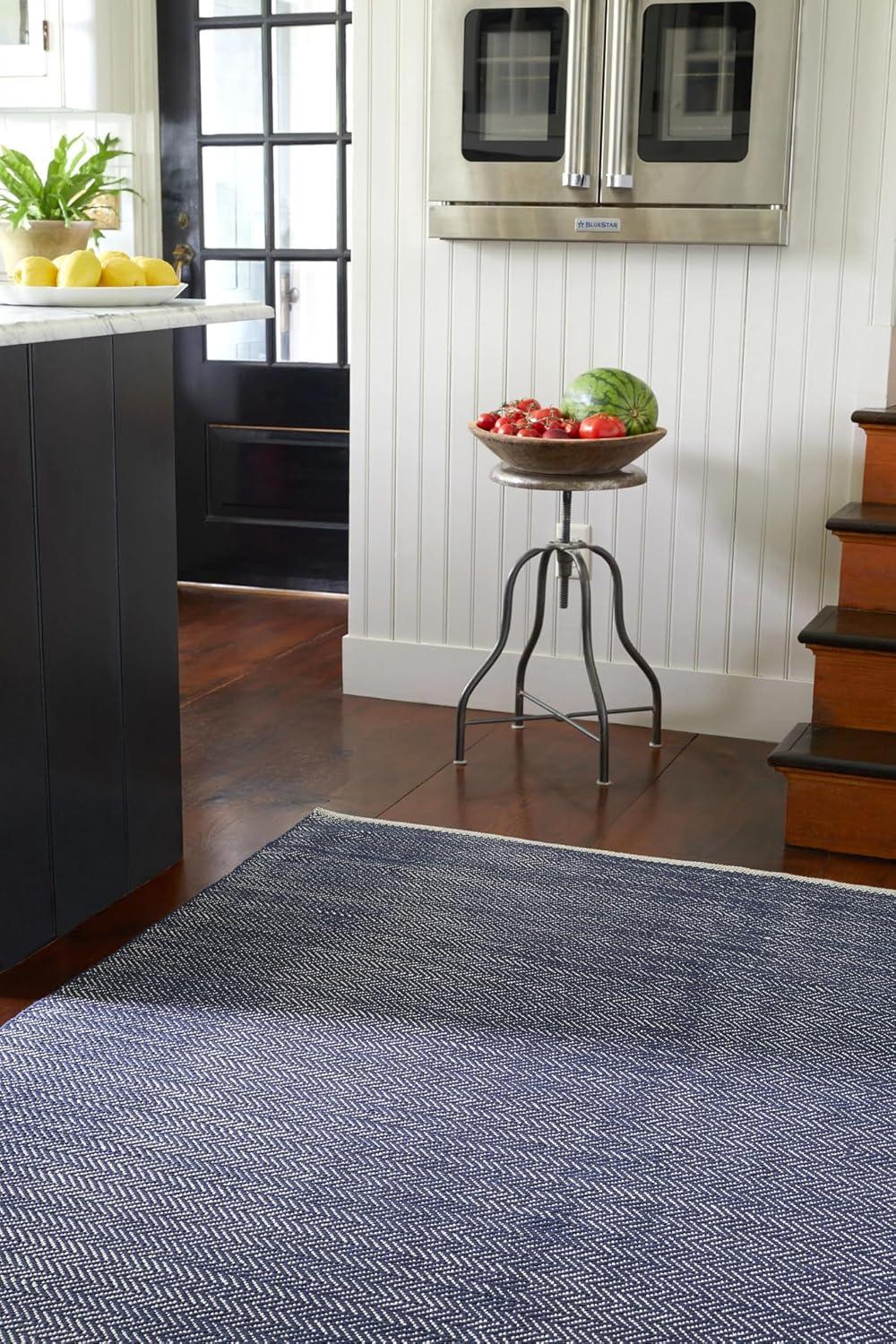 Herringbone Indigo Handwoven Cotton Rug