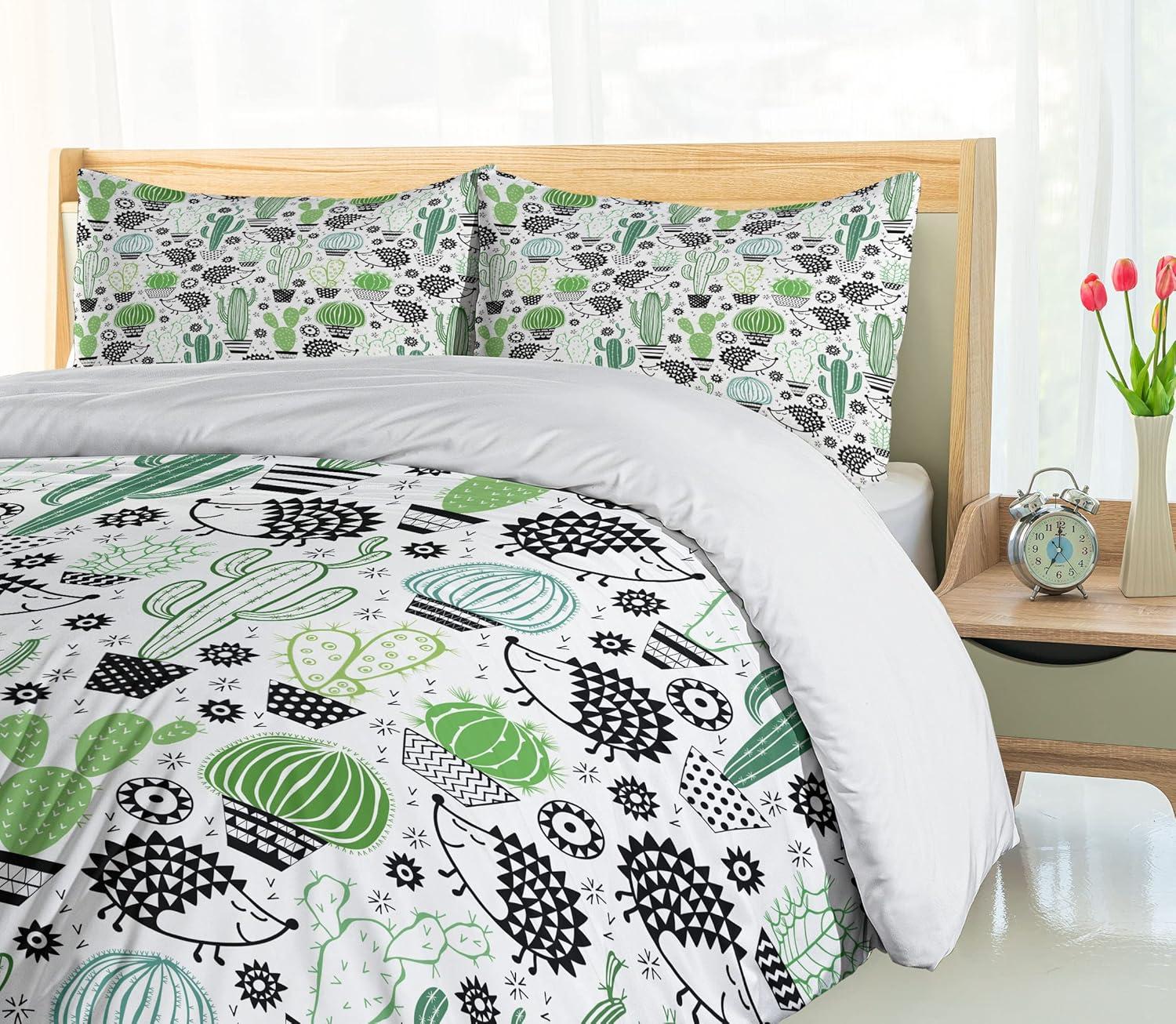 Ambesonne Eclectic Floral Duvet Cover Set