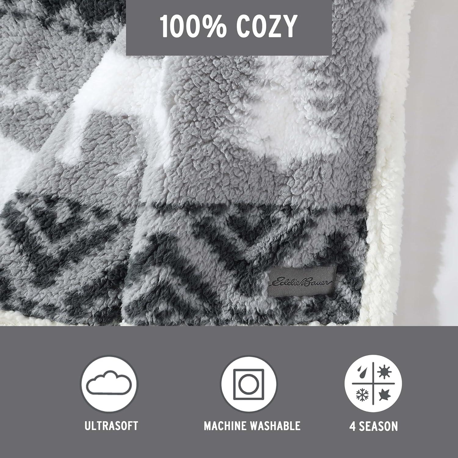 Eddie Bauer Eddie Bauer Printed Sherpa Reversible Throw Blankets